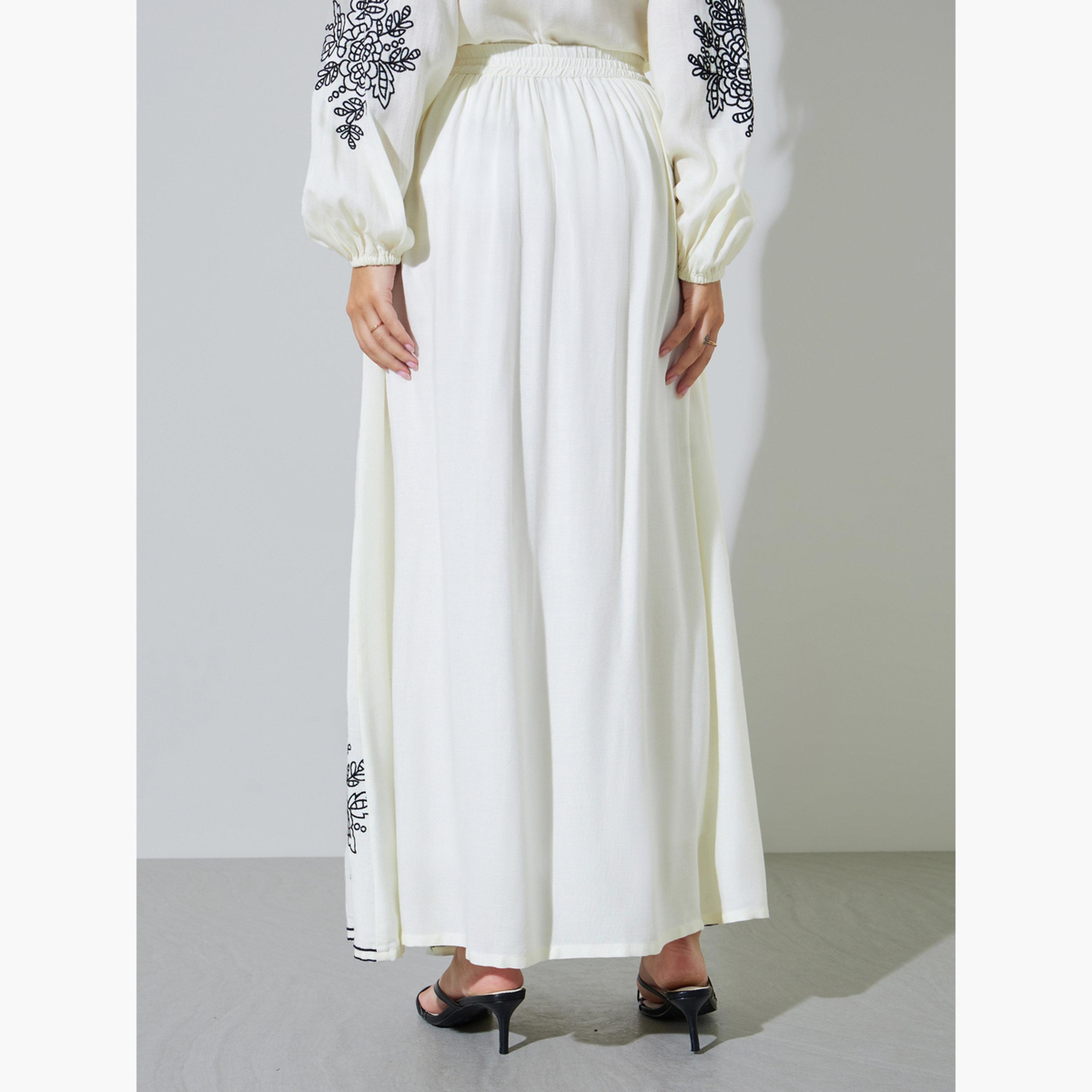 تنورة طويلة بحافة واسعة وحافة مطرزة-women-clothing-skirts-image-5