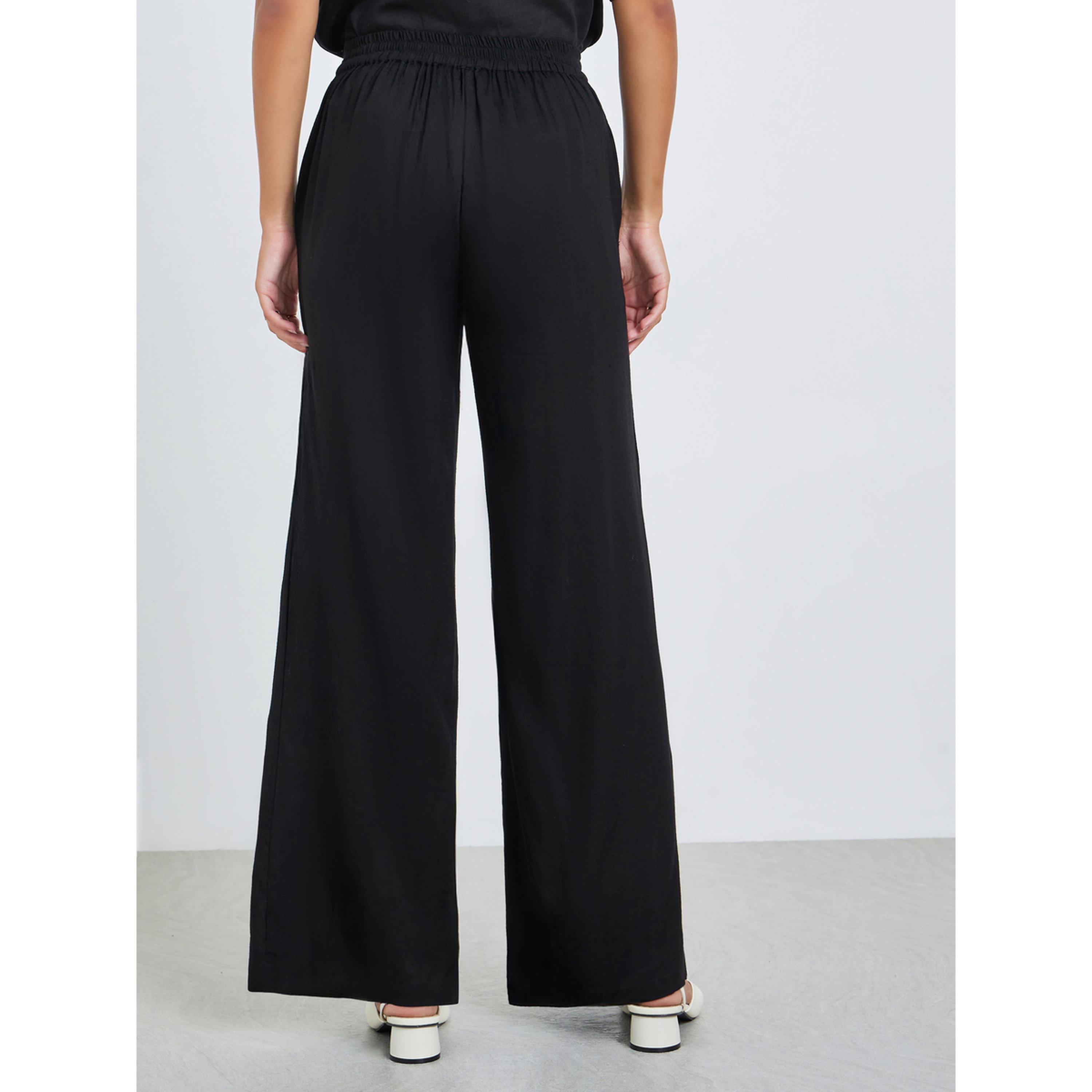 Styli Black Embroidered Wide Leg Pants-women-clothing-bottoms-joggers-image-4