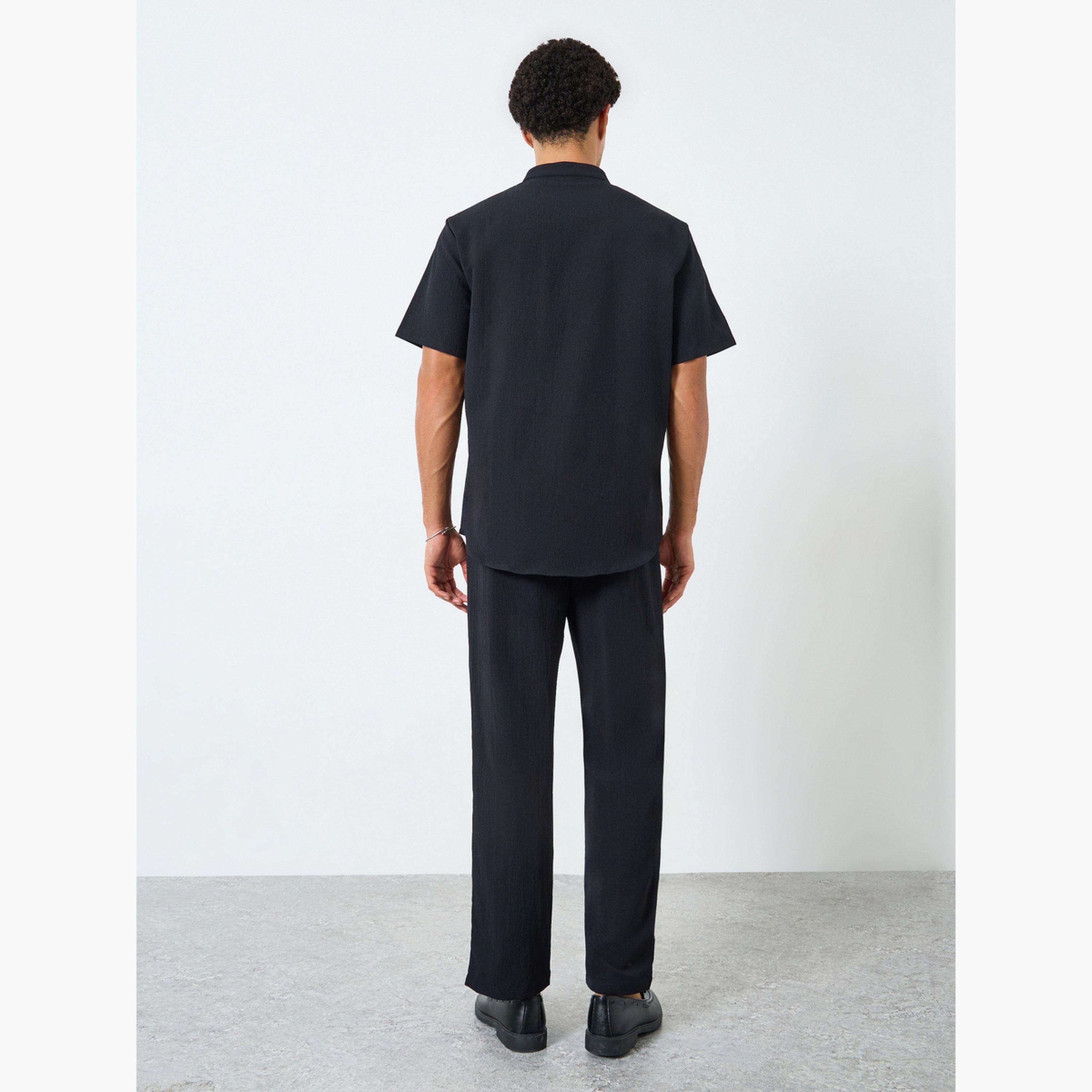 Take Two Men Solid Stand Collar Shirt and Pants Co-Ords-men-clothing-coordsets-image-3