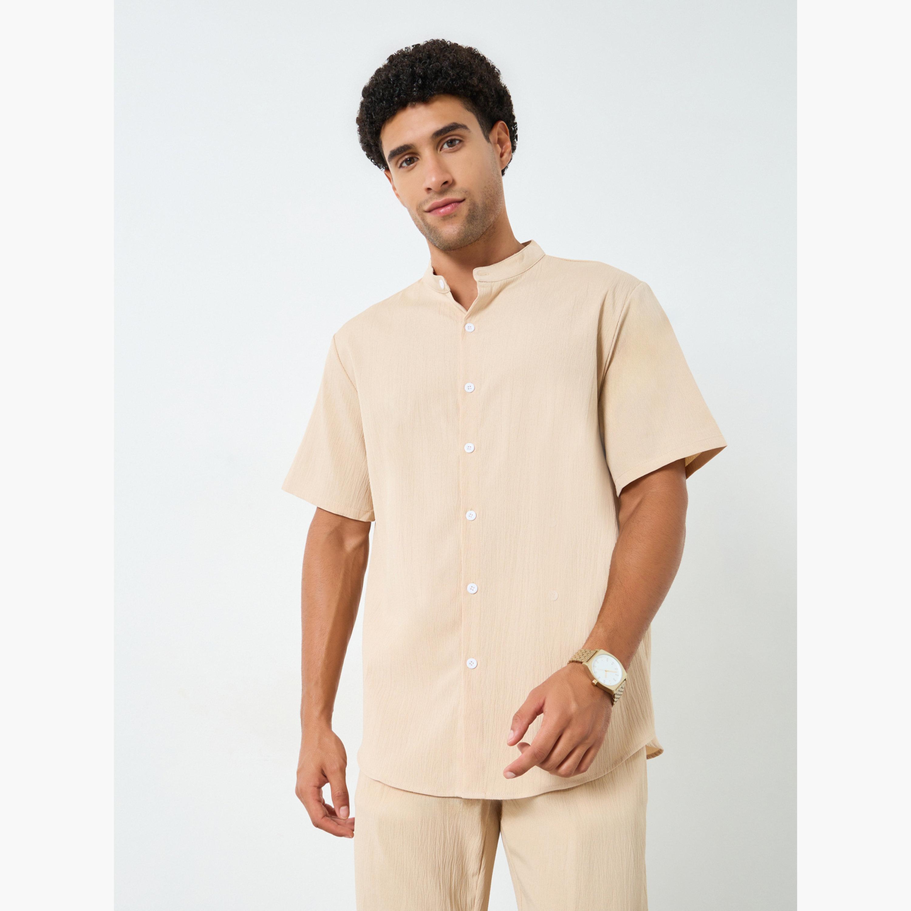Take Two Men Solid Stand Collar Shirt and Pants Co-Ords-men-clothing-coordsets-image-2