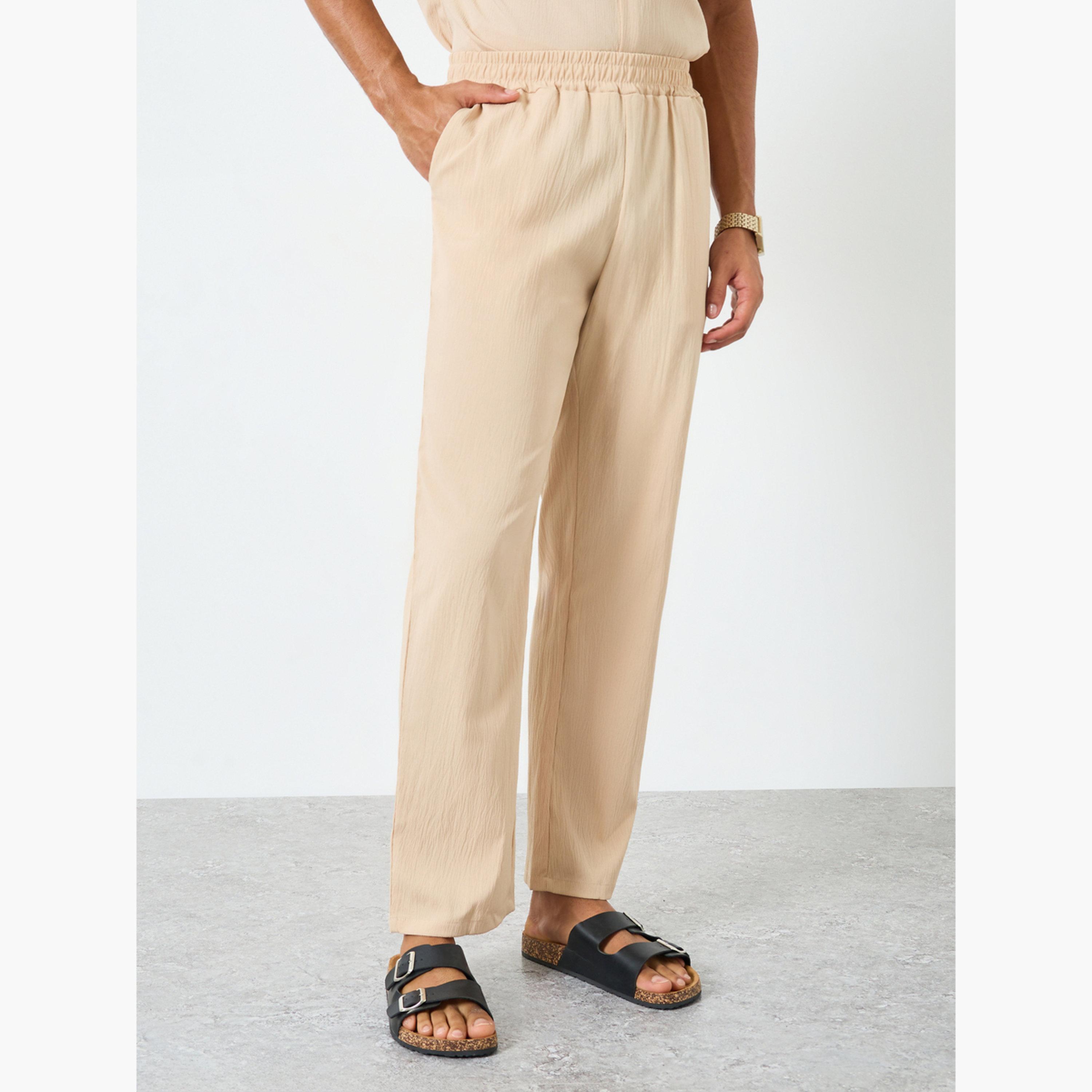 طقم قميص سادة بياقة قائمة وبنطال للرجال-men-clothing-coordsets-image-4