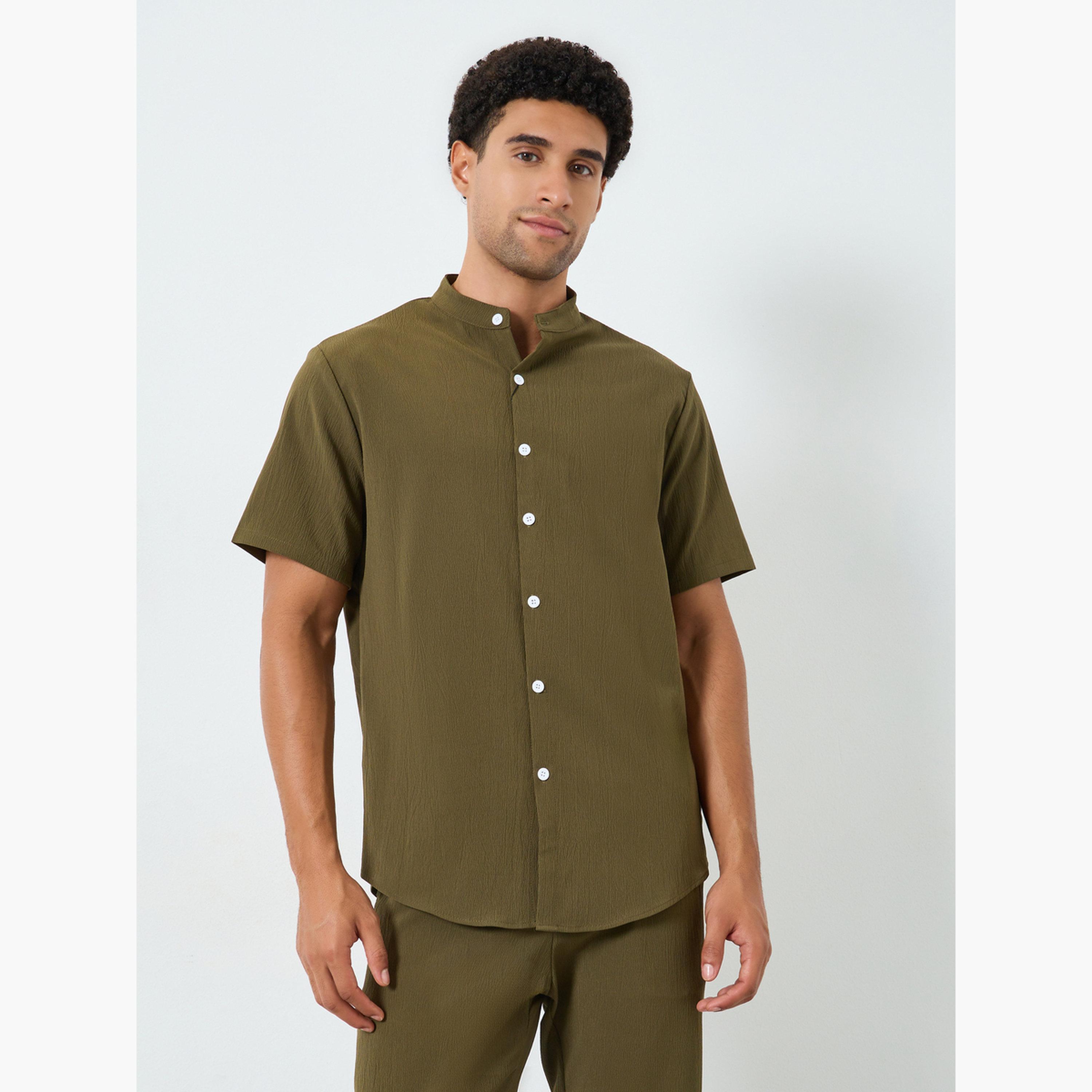 Take Two Men Solid Stand Collar Shirt and Pants Co-Ords-men-clothing-coordsets-image-2