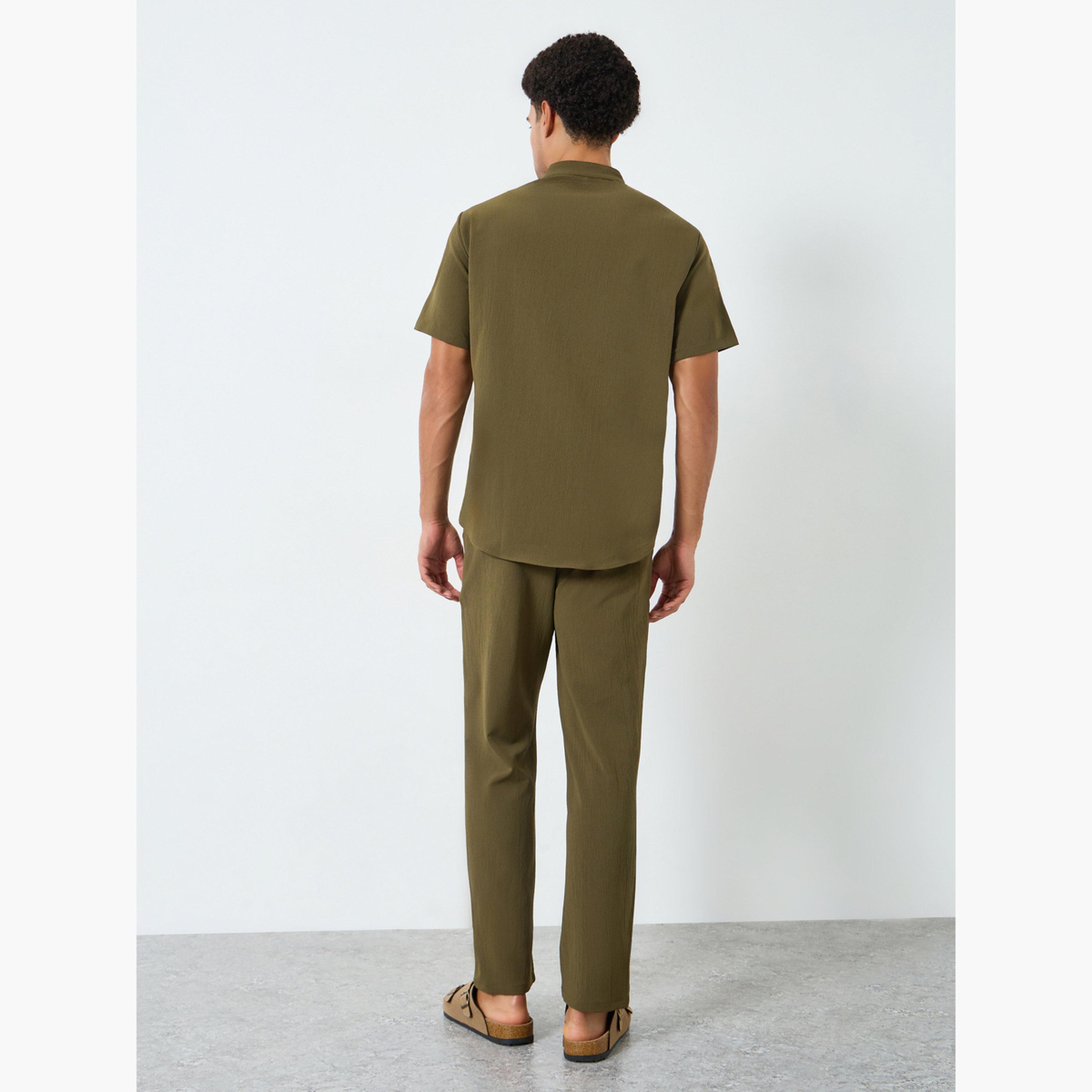 Take Two Men Solid Stand Collar Shirt and Pants Co-Ords-men-clothing-coordsets-image-3