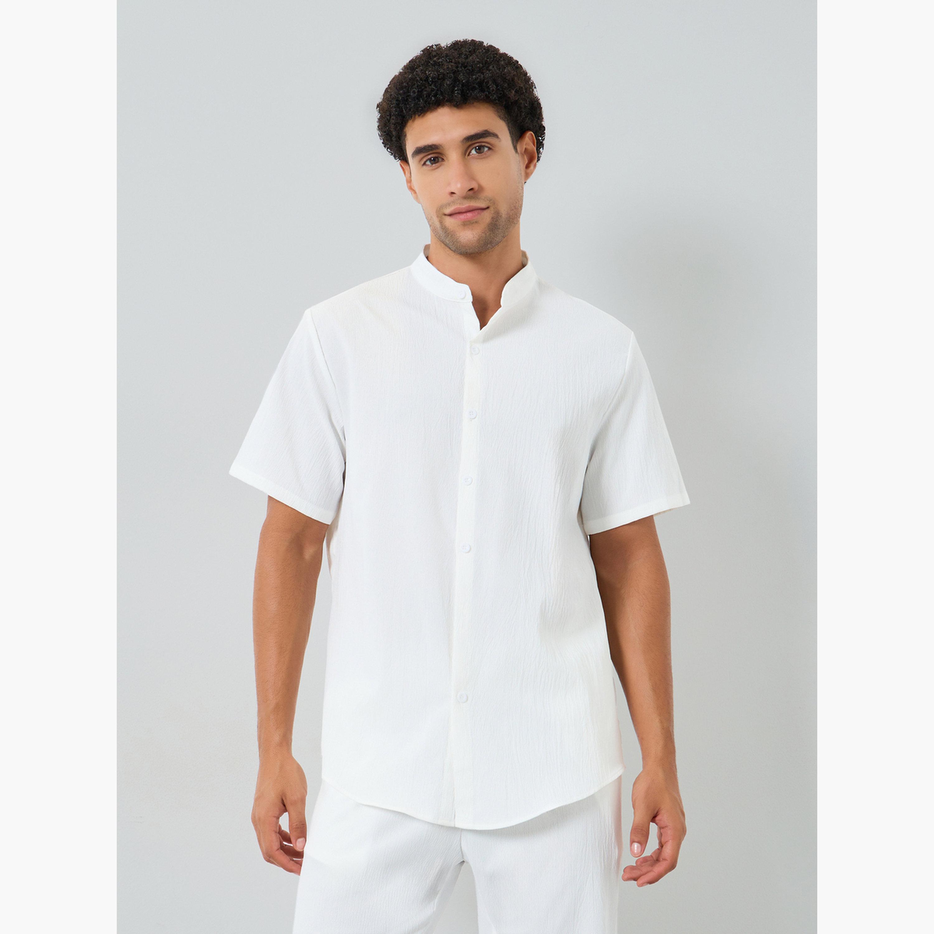 Take Two Men Solid Stand Collar Shirt and Pants Co-Ords-men-clothing-coordsets-image-2