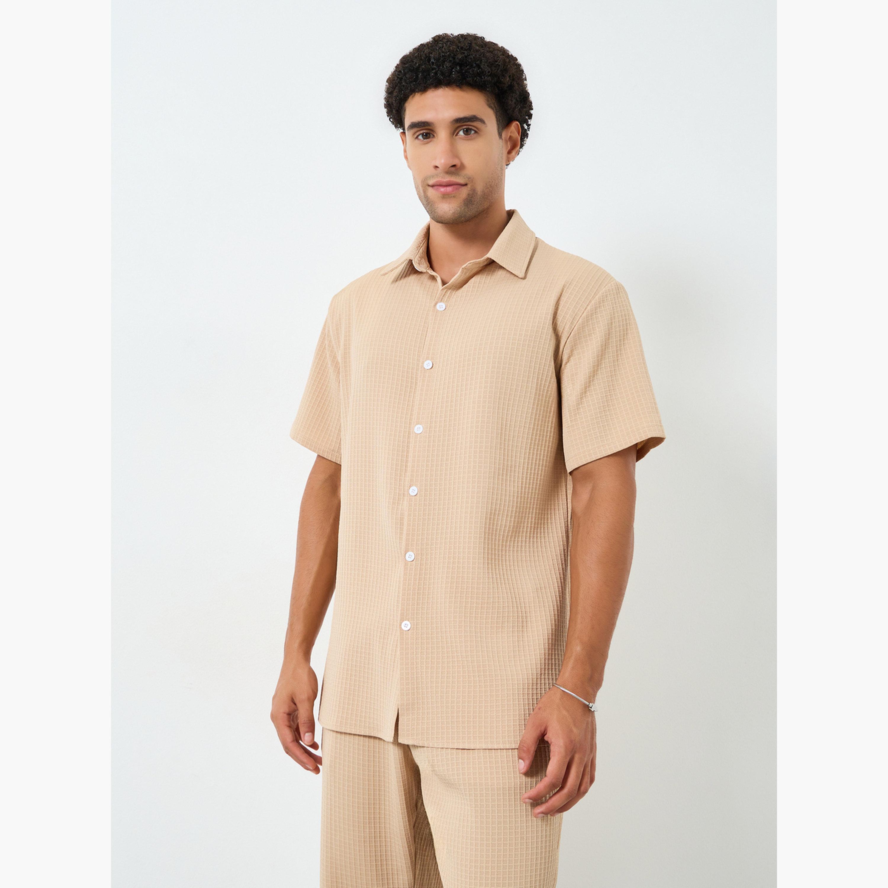 Take Two Men Textured Spread Collar Shirt and Pants Co-Ords-men-clothing-coordsets-image-2