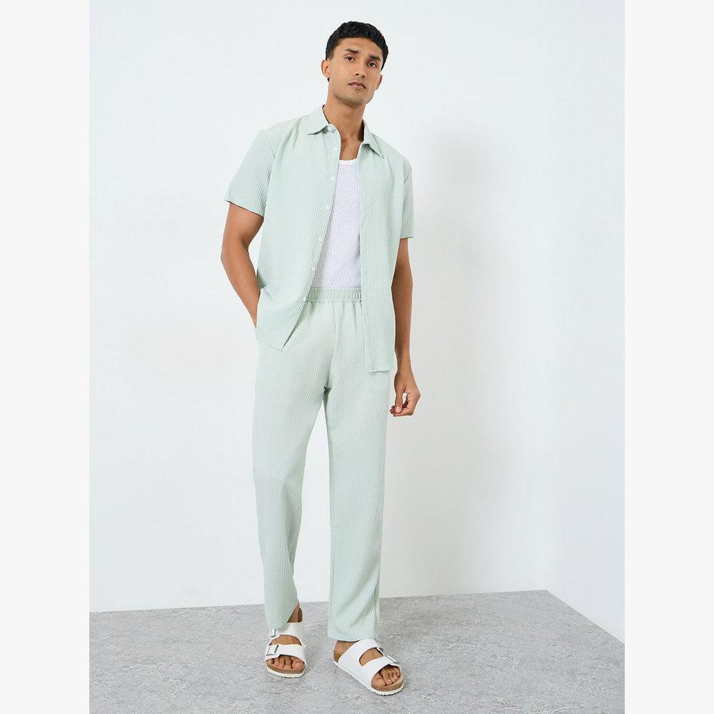 Take Two Men Textured Spread Collar Shirt and Pants Co-Ords-men-clothing-coordsets-image-1