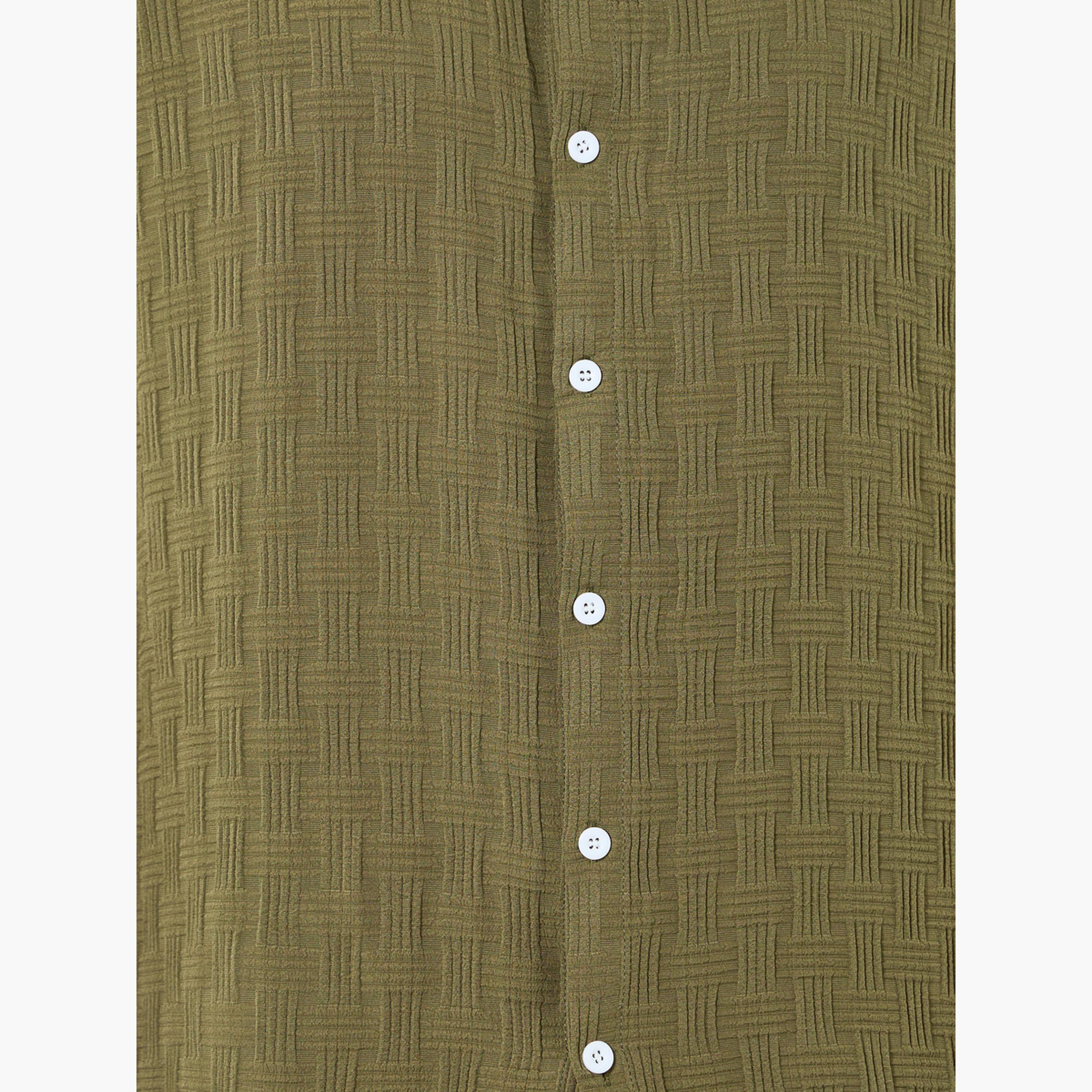 Take Two Men Textured Spread Collar Shirt and Shorts Co-Ords-men-clothing-coordsets-image-6
