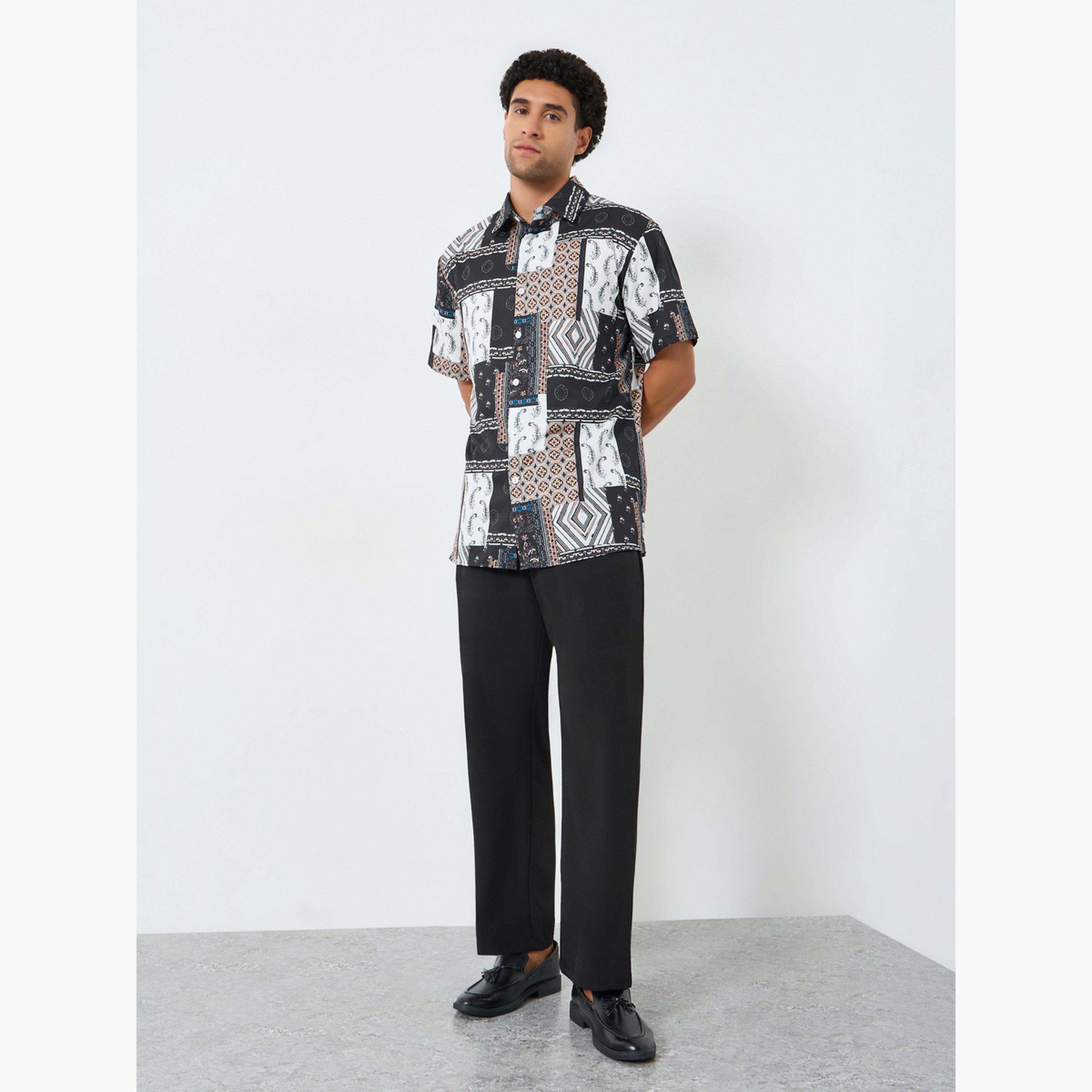 Take Two Men Patchwork Print Shirt and Pants Co-Ords-men-clothing-coordsets-image-1