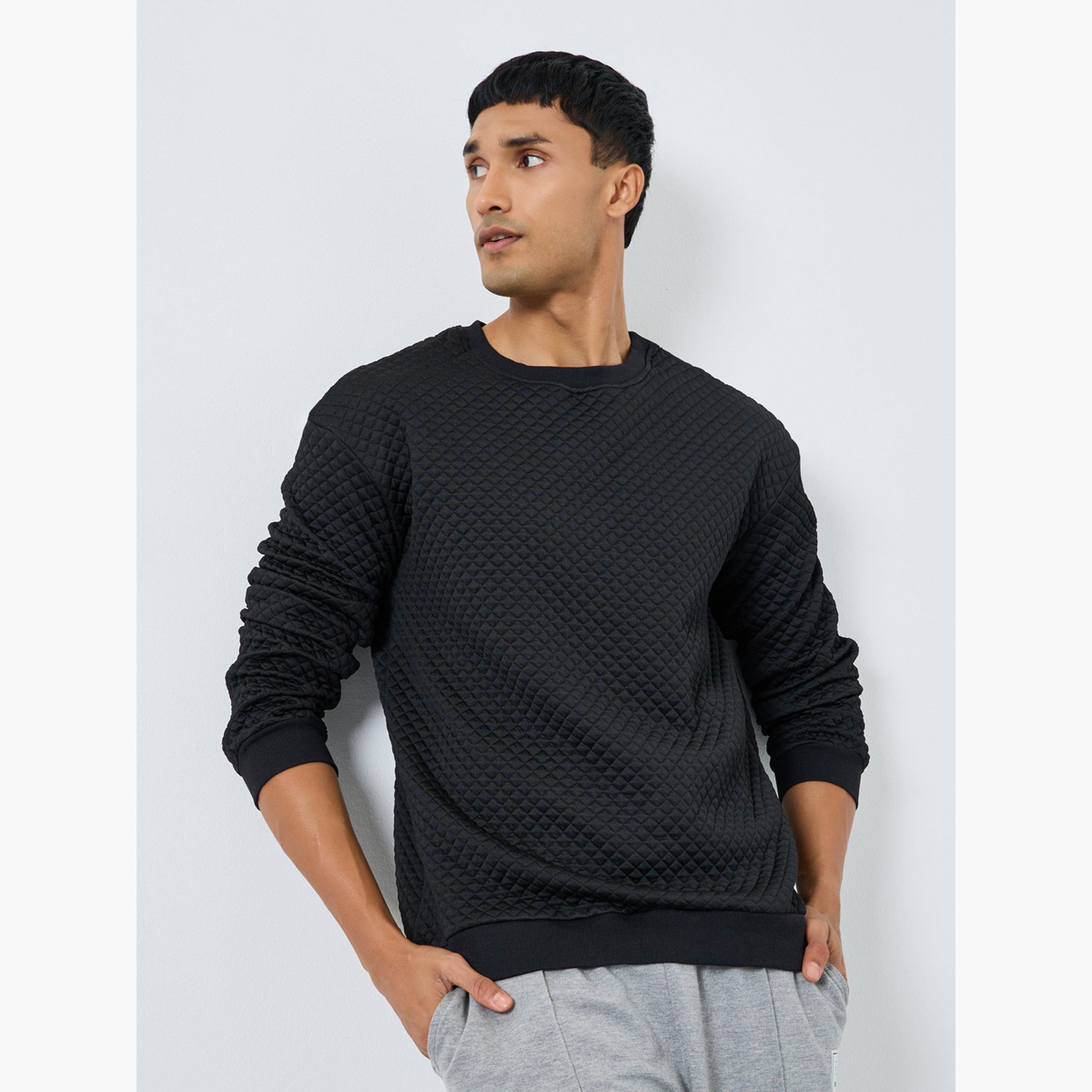 Take Two Men Texture Round Neck Sweatshirt-men-clothing-hoodiesandsweatshirts-image-1