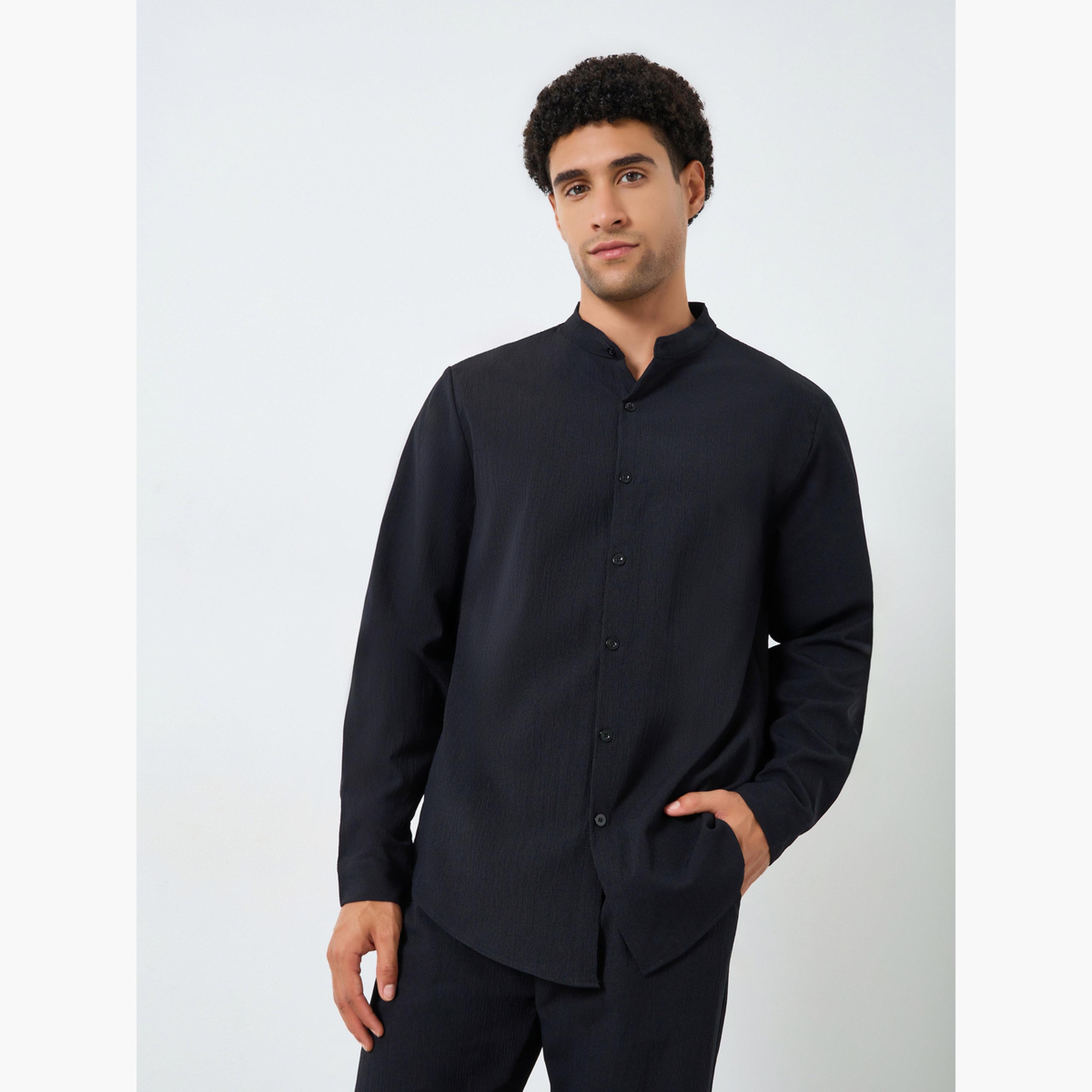Take Two Men Textured Stand Collar Shirt and Pants Co-Ords-men-clothing-coordsets-image-2