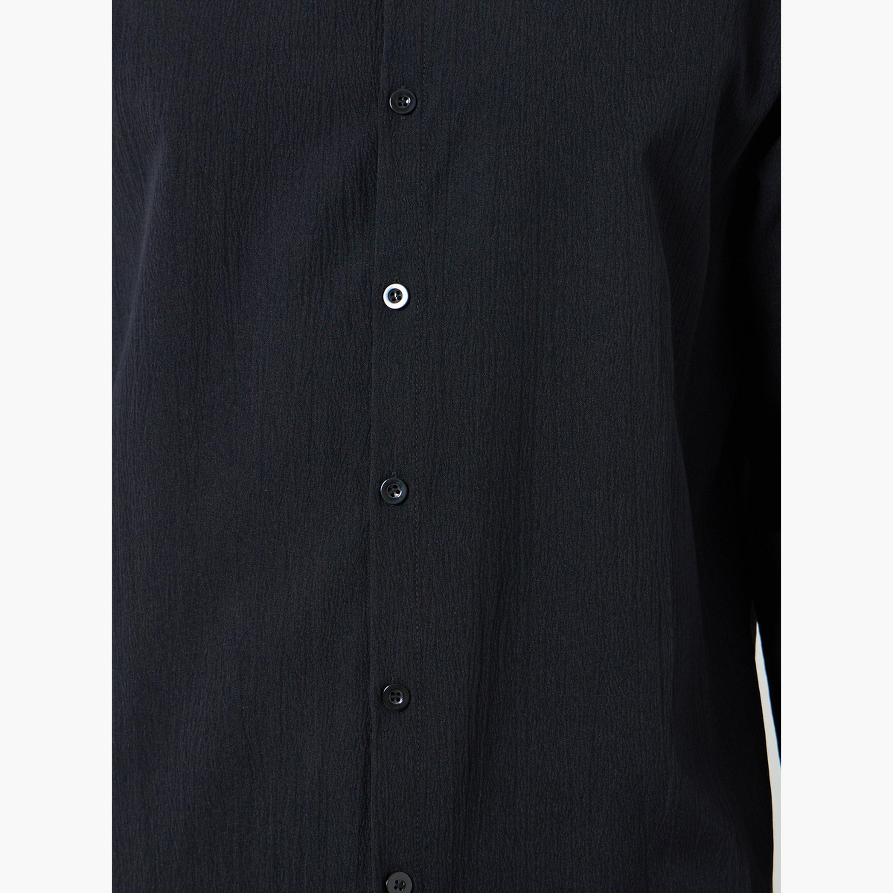 طقم قميص بملمس بارز وياقة قائمة وبنطال للرجال-men-clothing-coordsets-image-5