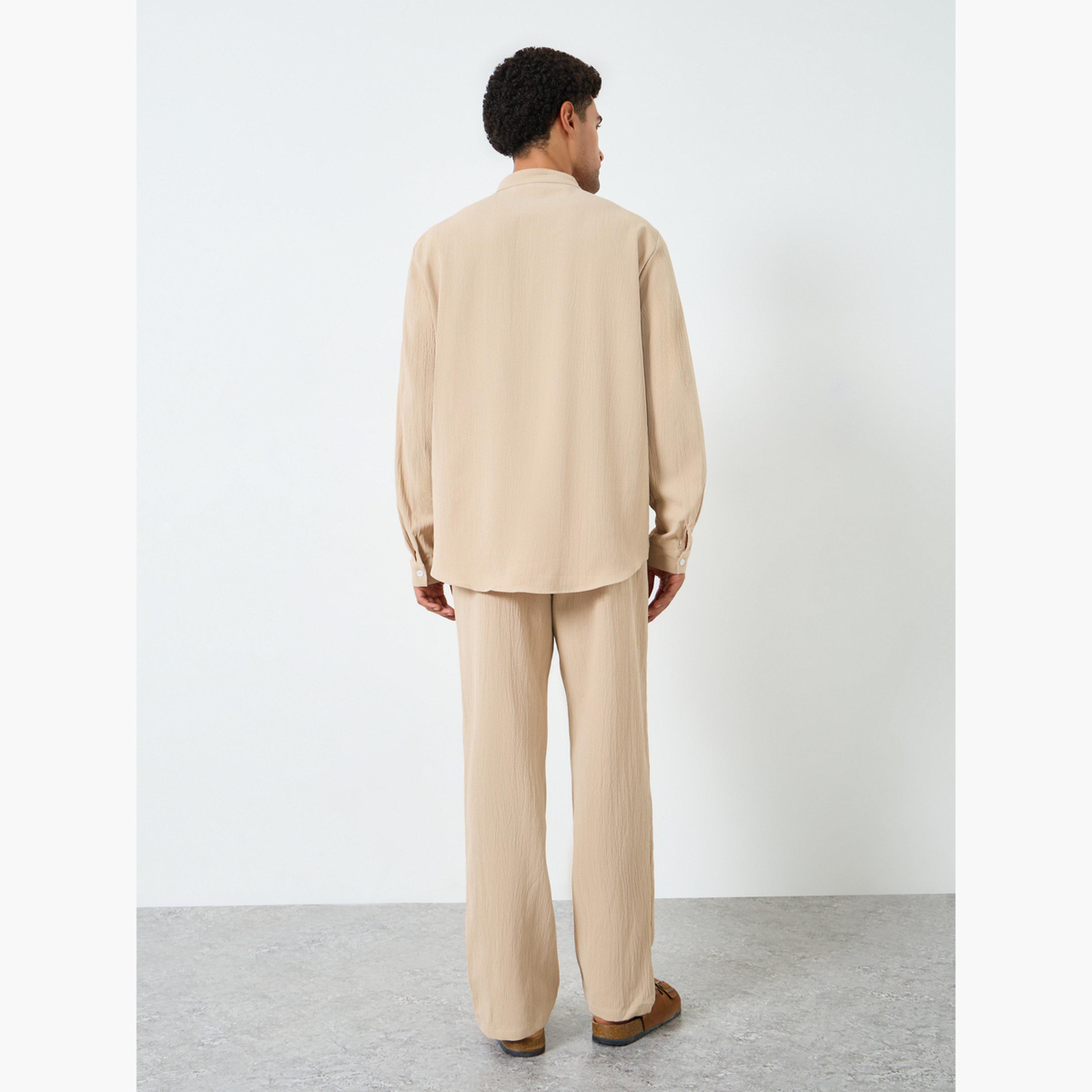 Take Two Men Textured Stand Collar Shirt and Pants Co-Ords-men-clothing-coordsets-image-4