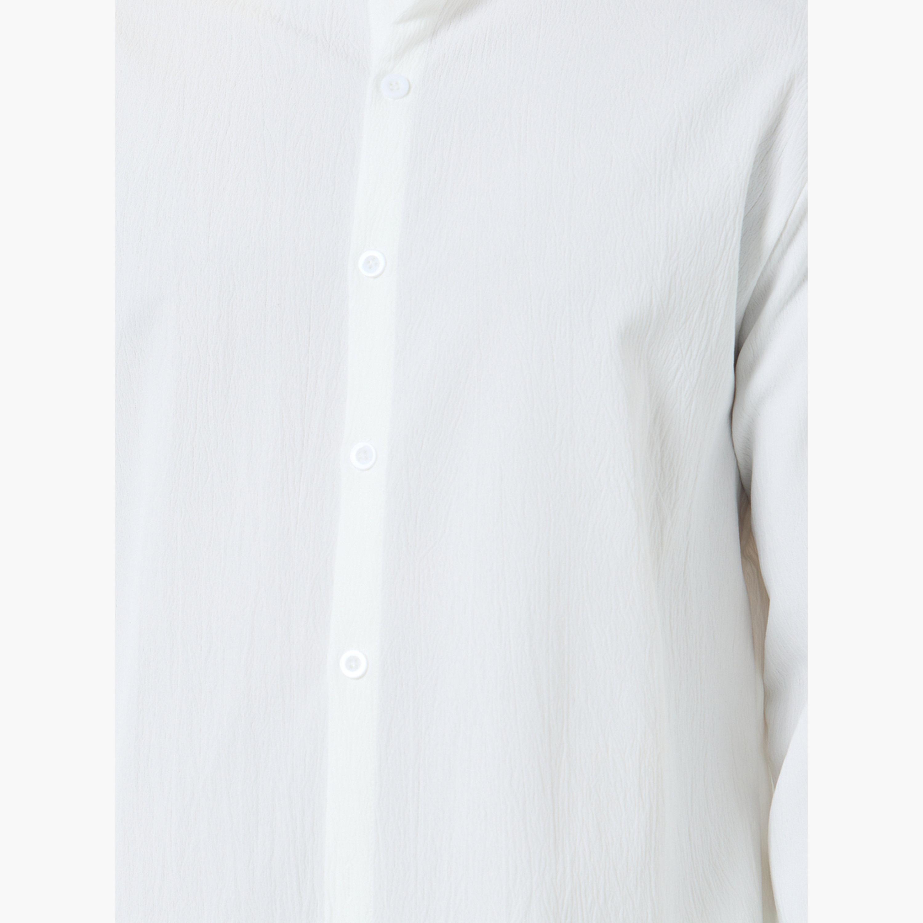 طقم قميص بملمس بارز وياقة قائمة وبنطال للرجال-men-clothing-coordsets-image-5