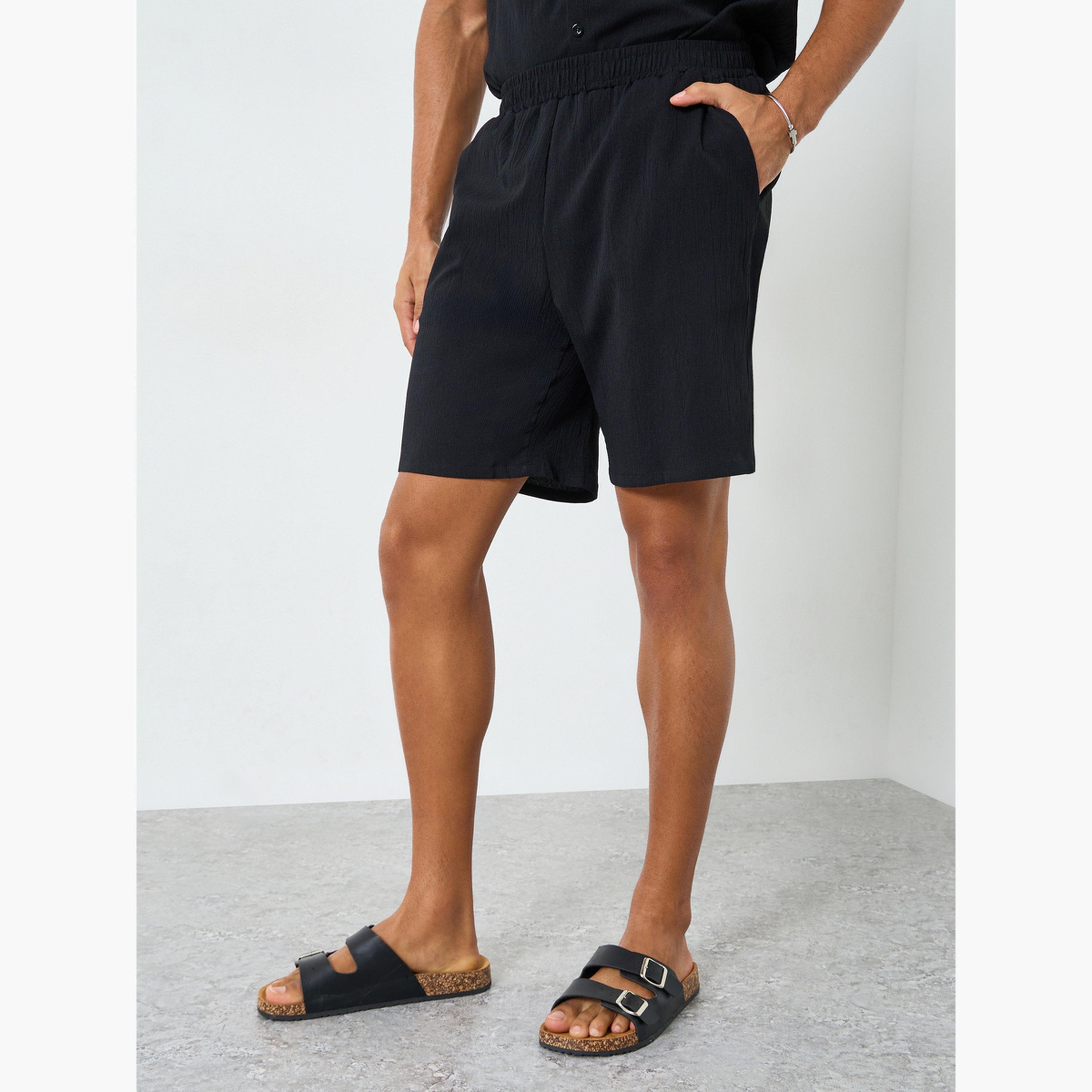Take Two Men Solid Stand Collar Shirt and Shorts Co-Ords-men-clothing-coordsets-image-4