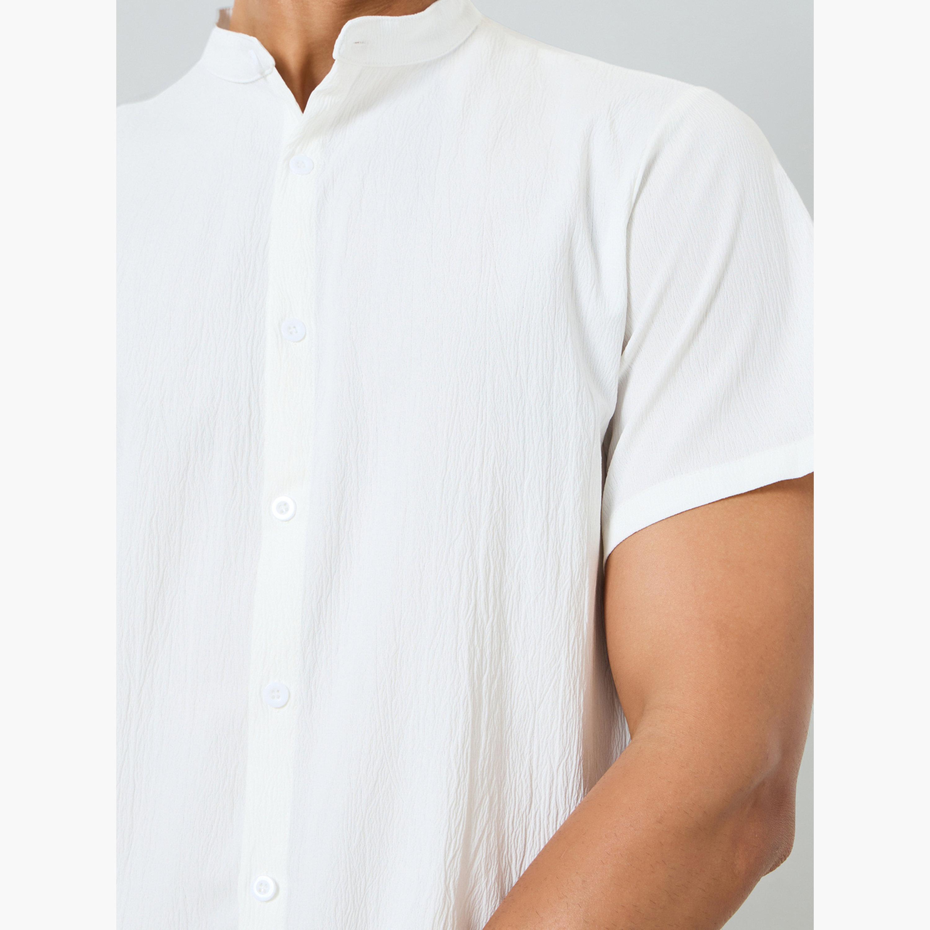 Take Two Men Solid Stand Collar Shirt and Shorts Co-Ords-men-clothing-coordsets-image-5