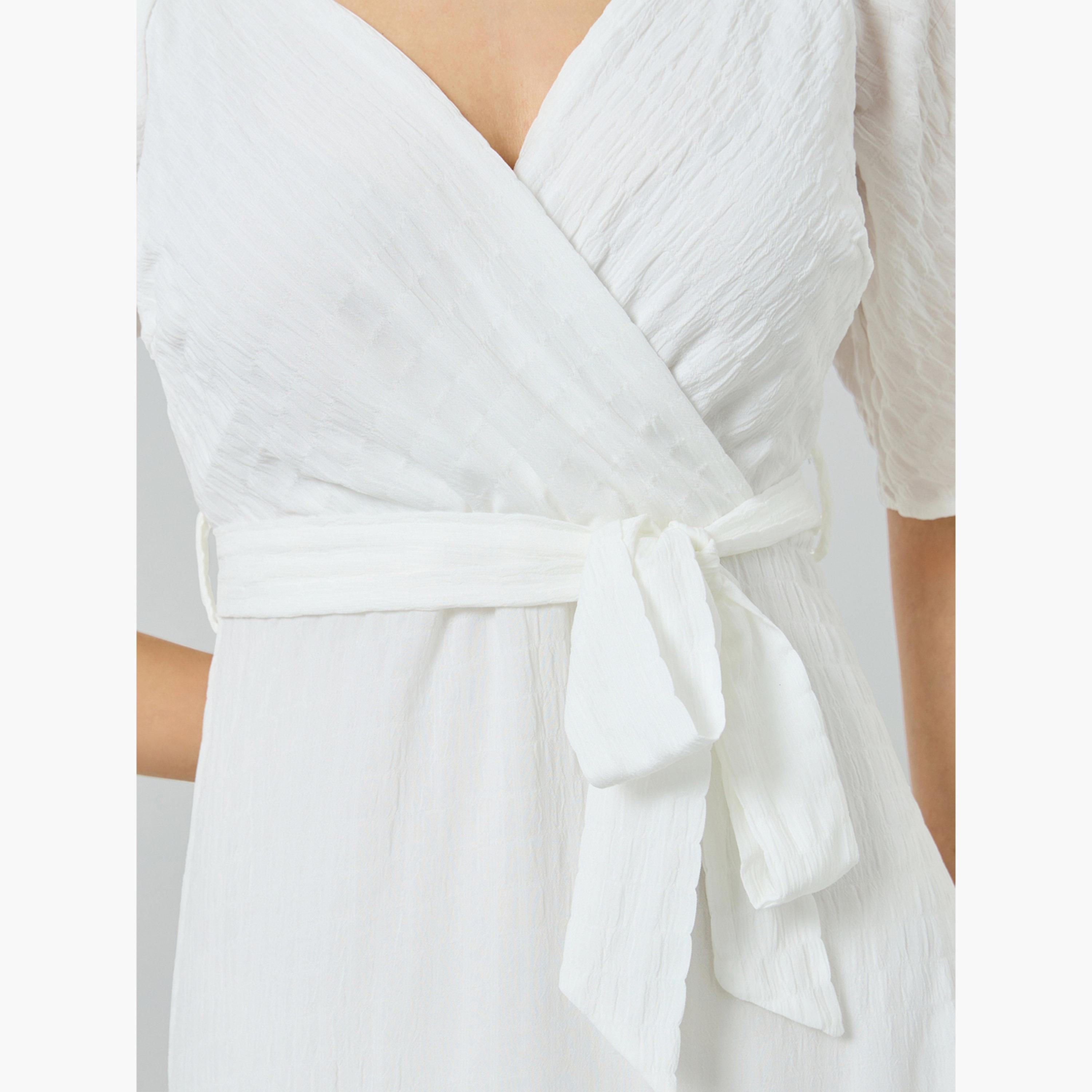 فستان طويل سادة بأكمام قصيرة-women-clothing-dresses-image-5
