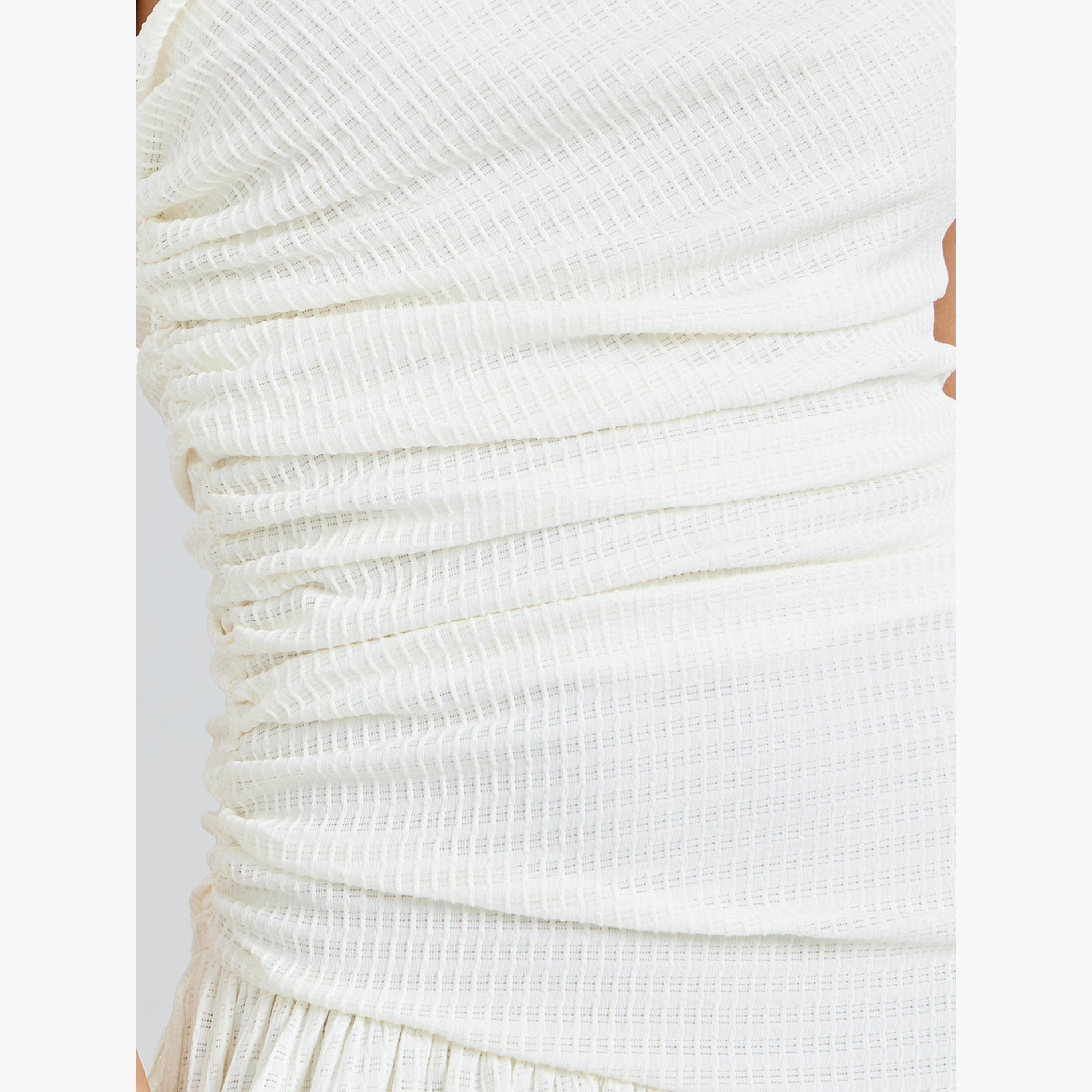 Styli Off-White Ruched One Shoulder A-Line Maxi Dress-women-clothing-dresses-image-5