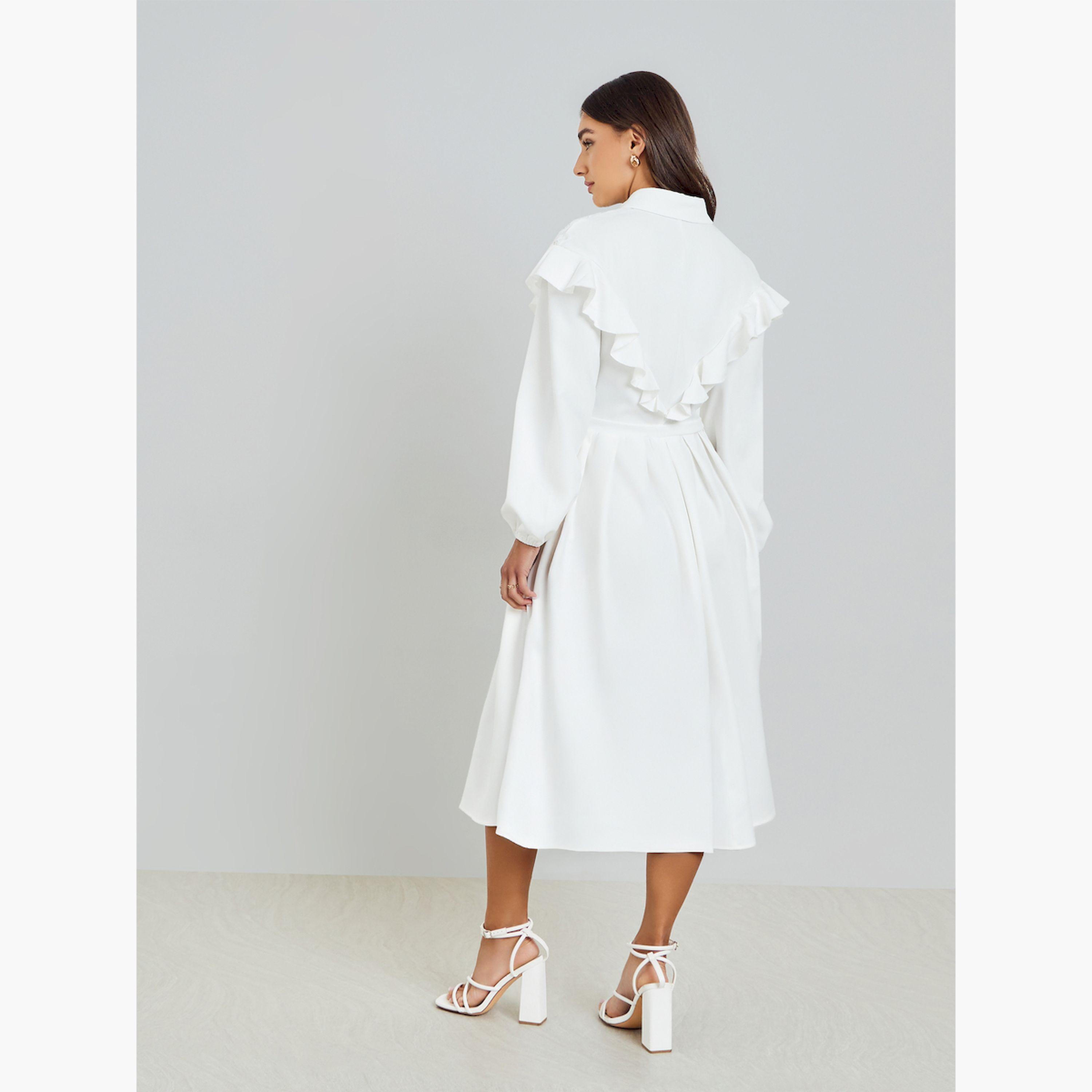 فستان ميدي قميص بياقة دانتيل-women-clothing-dresses-image-4