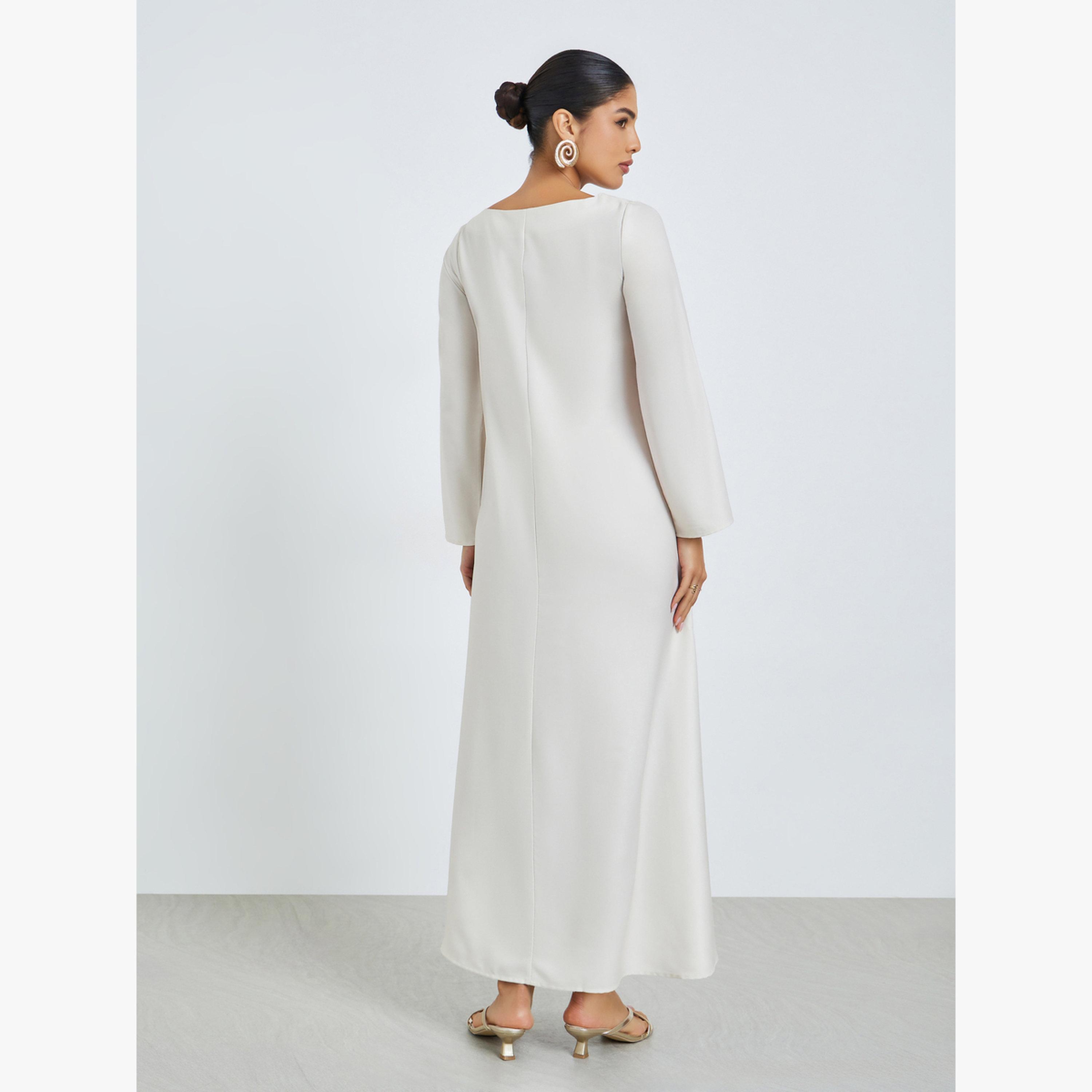جلابية بأكمام طويلة وطبعة أزهار-women-arabicclothing-jalabiyas-image-4