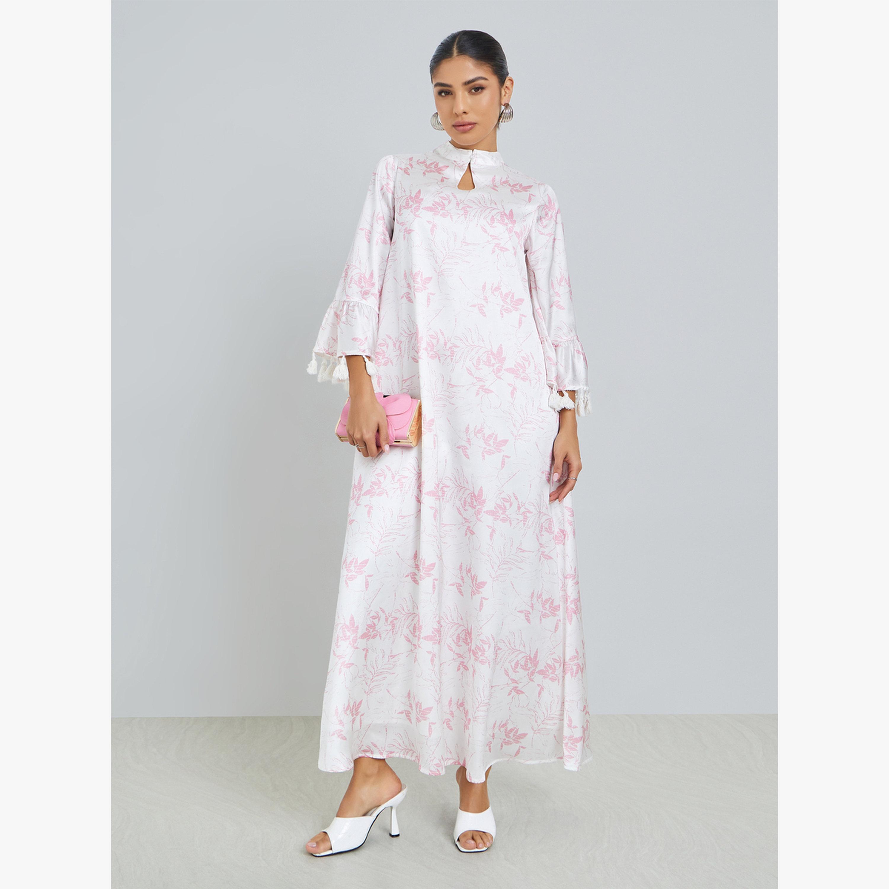 جلابية ساتان بتفاصيل شرابات-women-arabicclothing-jalabiyas-image-1
