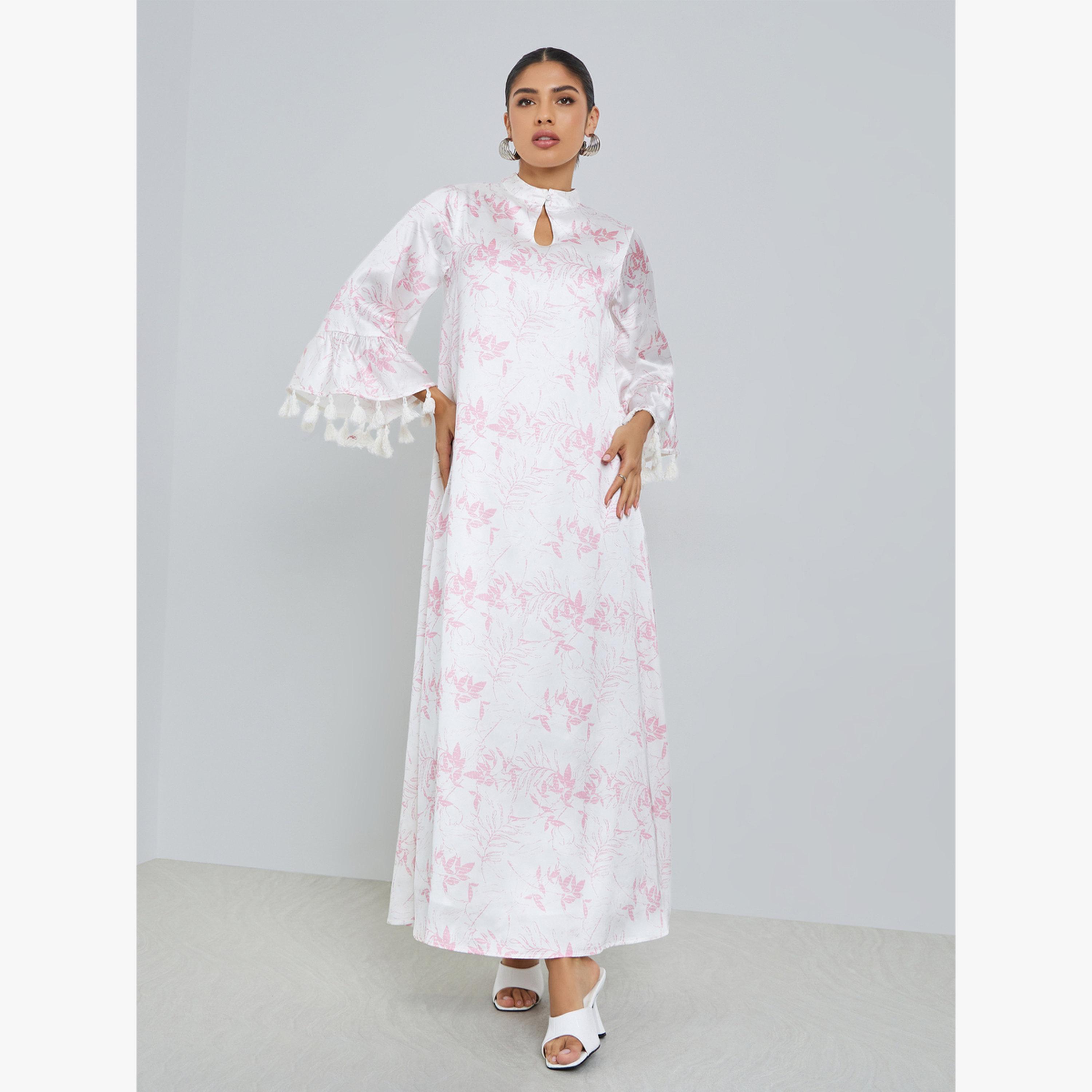 جلابية ساتان بتفاصيل شرابات-women-arabicclothing-jalabiyas-image-3