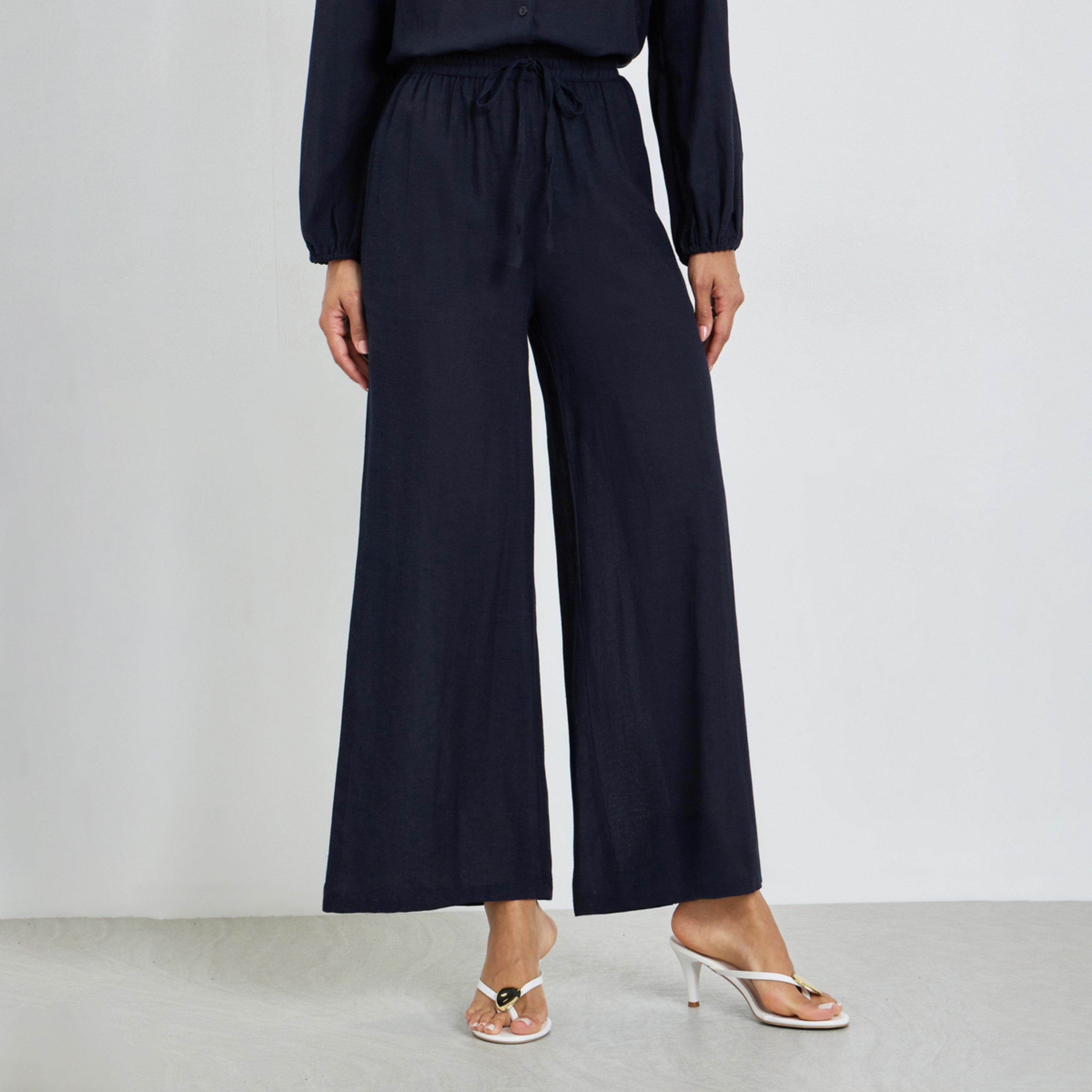 بنطال سادة بأرجل واسعة-women-clothing-bottoms-joggers-image-1