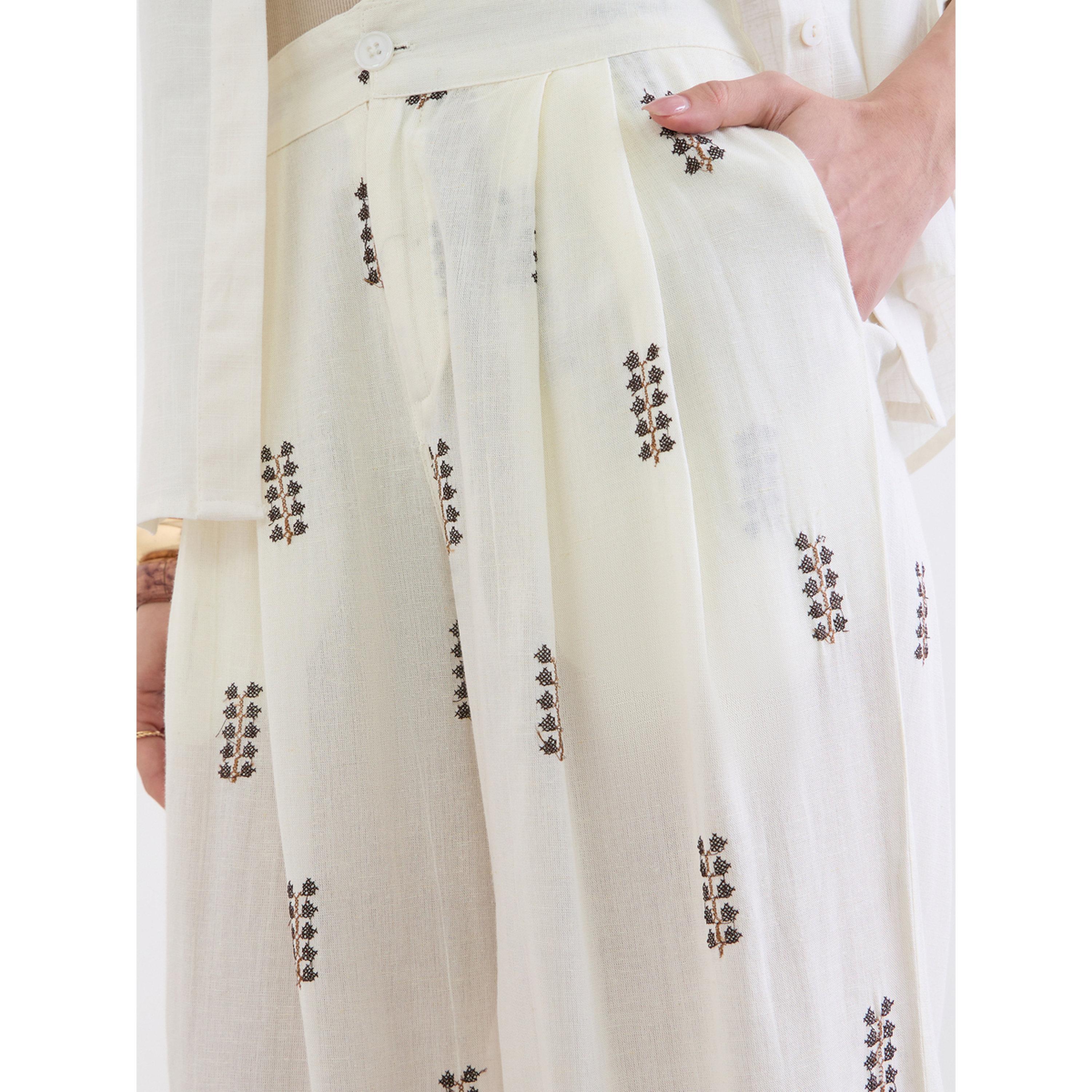 Styli Off White Embroidered Wide Leg Pants-women-clothing-bottoms-joggers-image-3