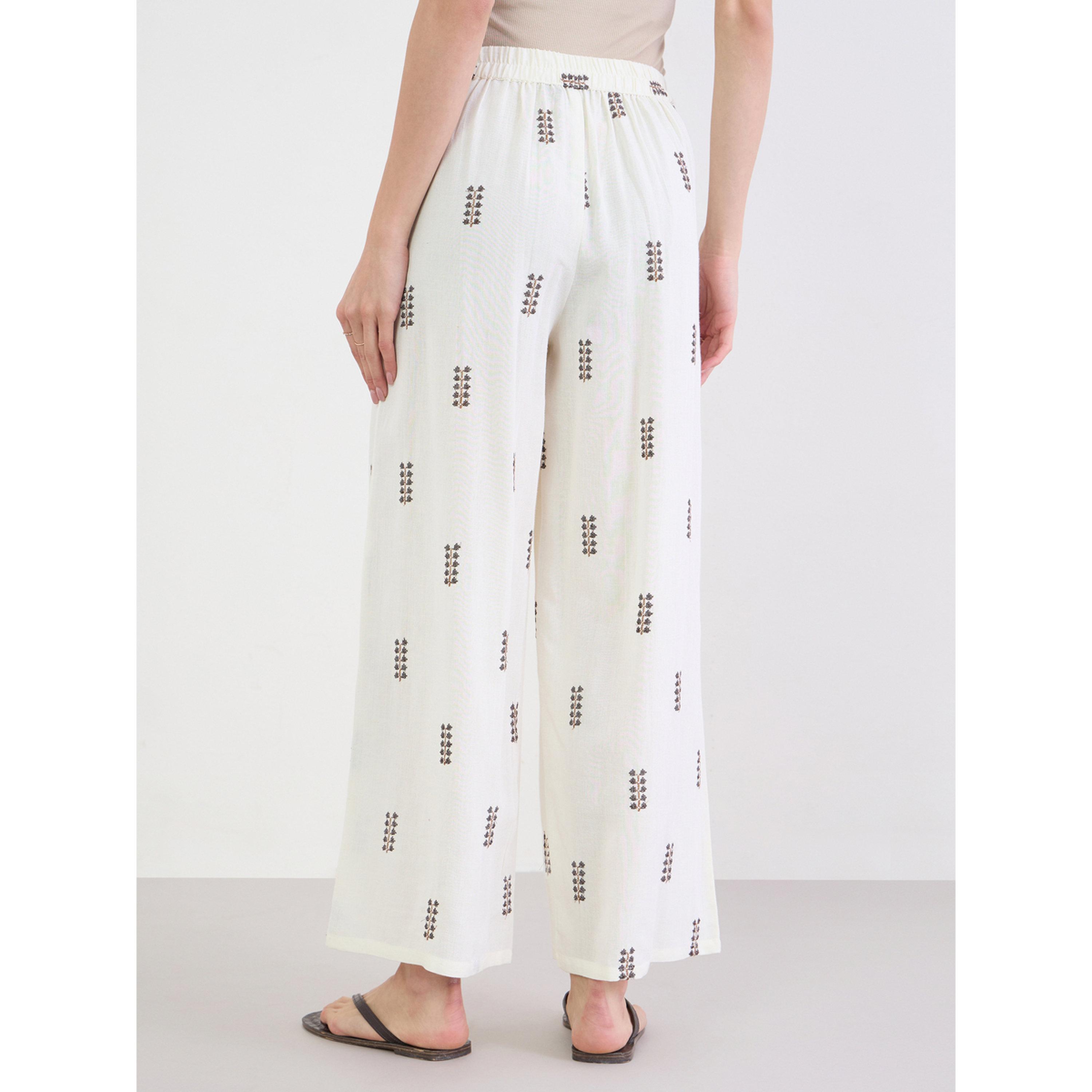 Styli Off White Embroidered Wide Leg Pants-women-clothing-bottoms-joggers-image-4