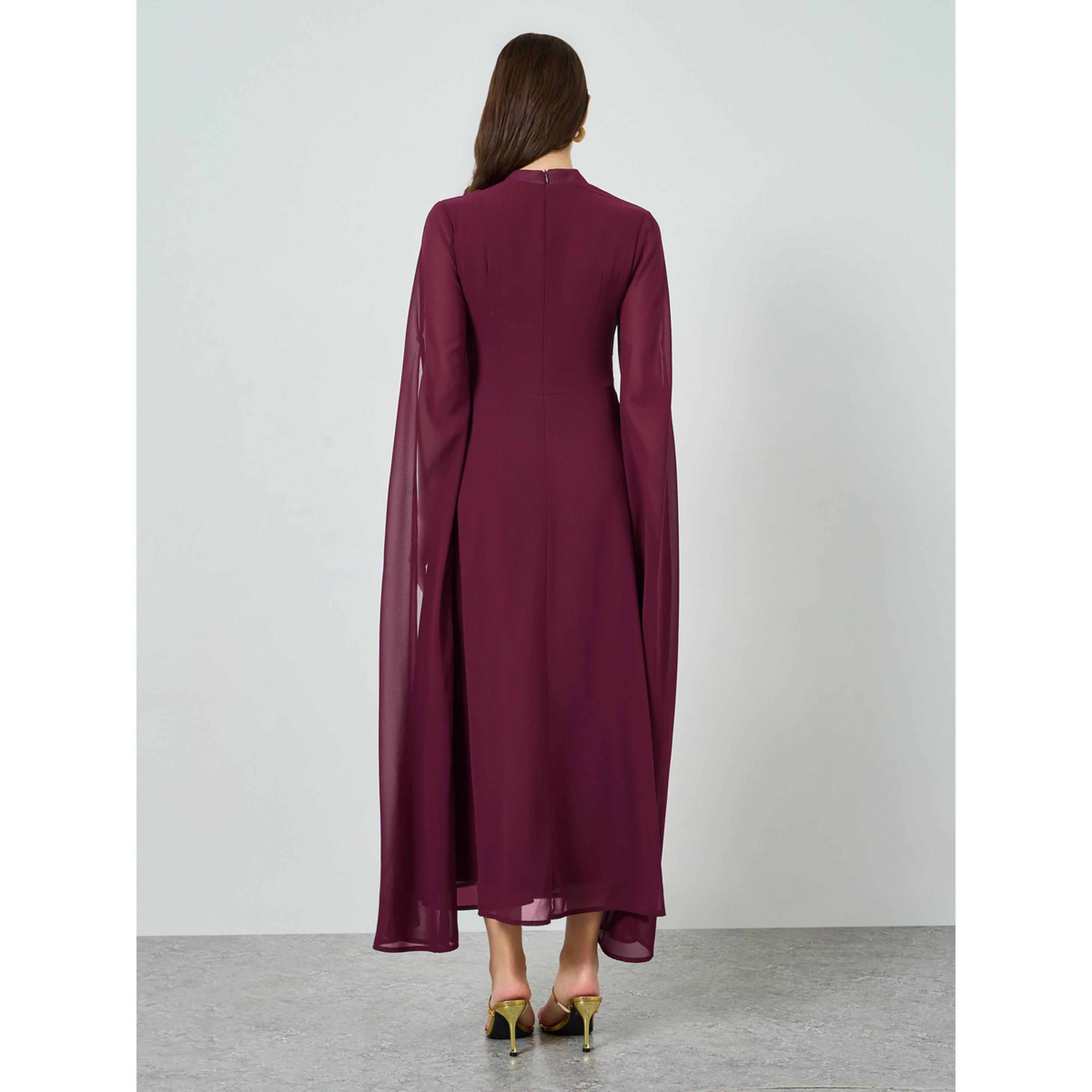 Styli Women Magenta Maxi Dress with Slit Sleeves-women-clothing-dresses-image-4