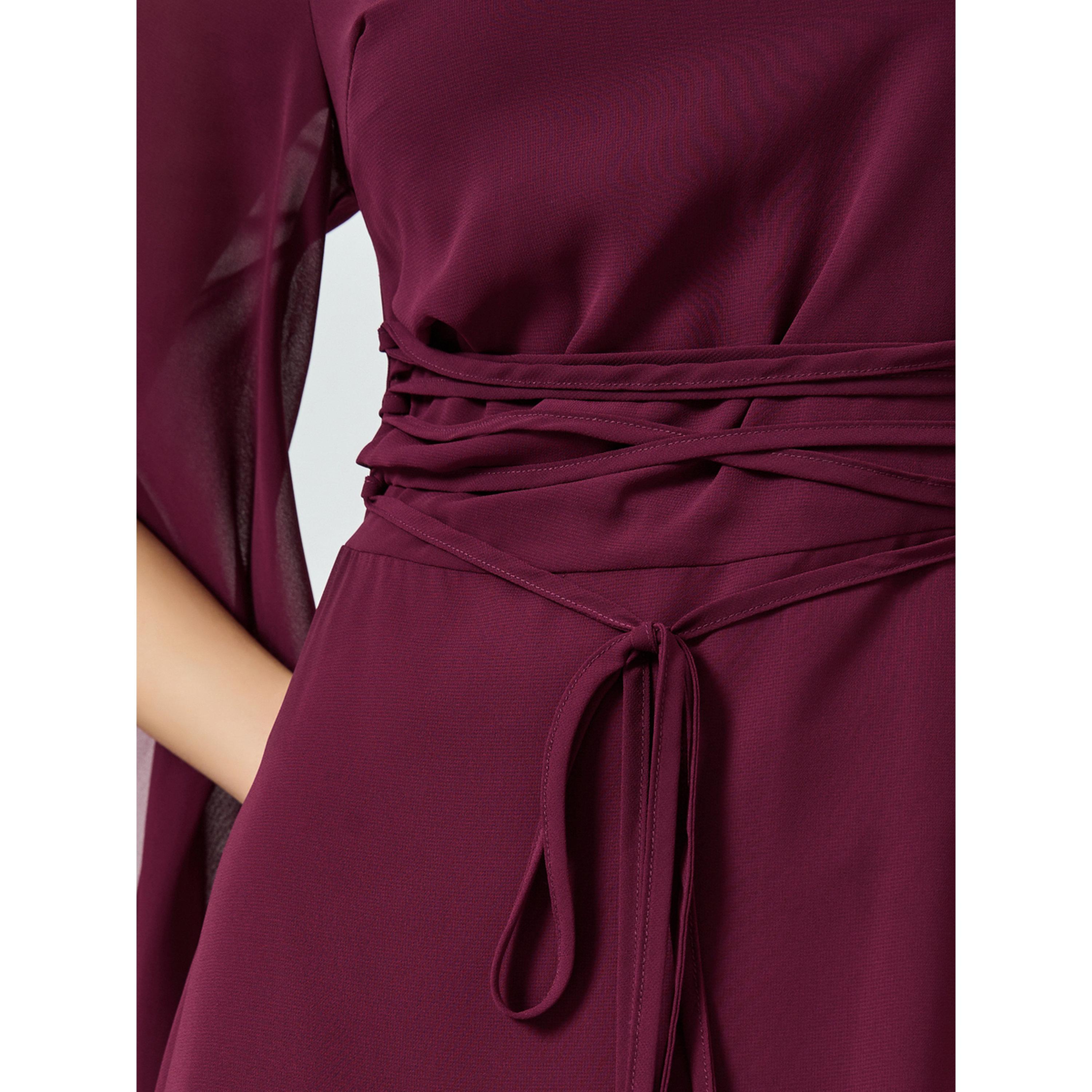 Styli Women Magenta Maxi Dress with Slit Sleeves-women-clothing-dresses-image-5