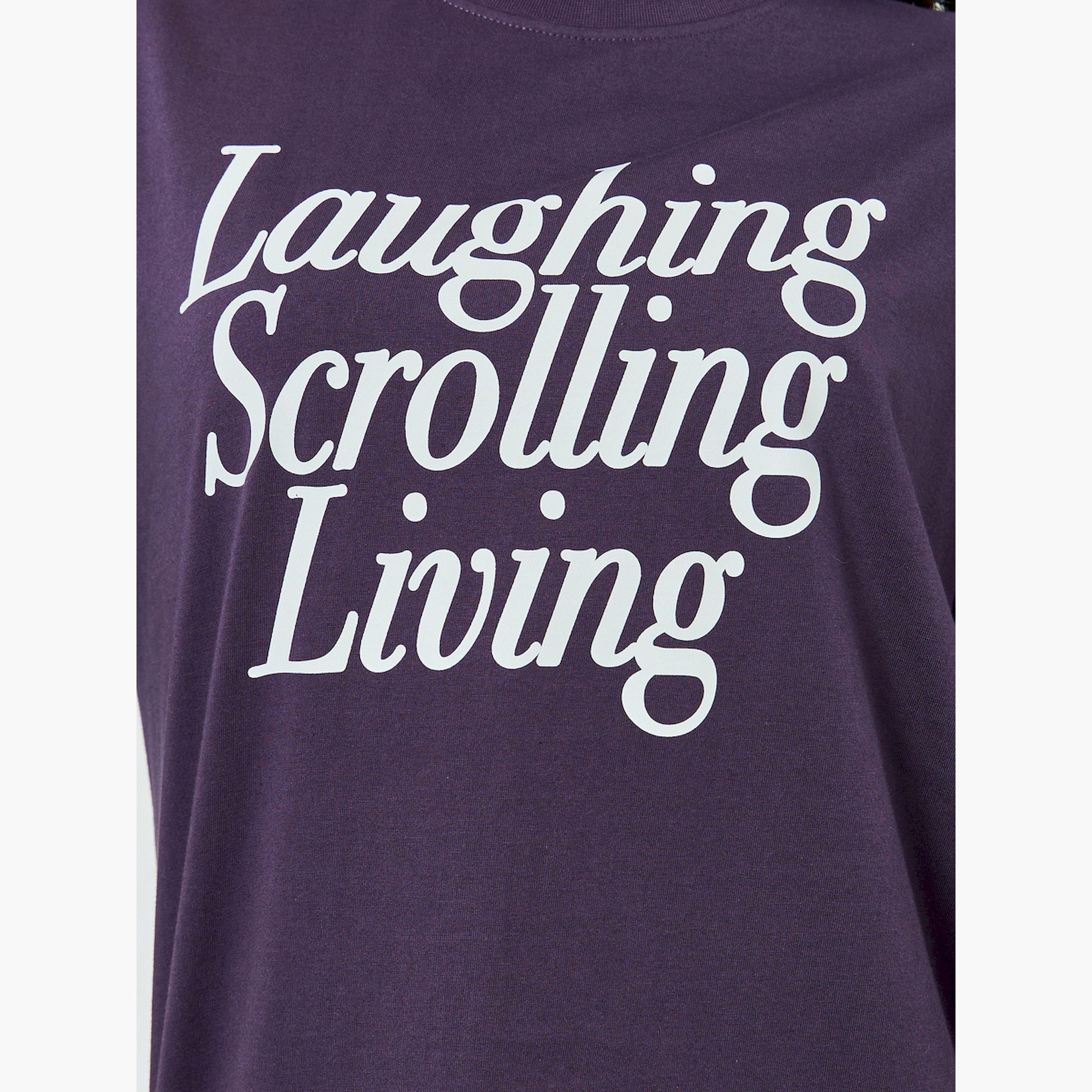 Styli Purple Slogan Print Oversized T-Shirt-women-clothing-tshirts-image-4