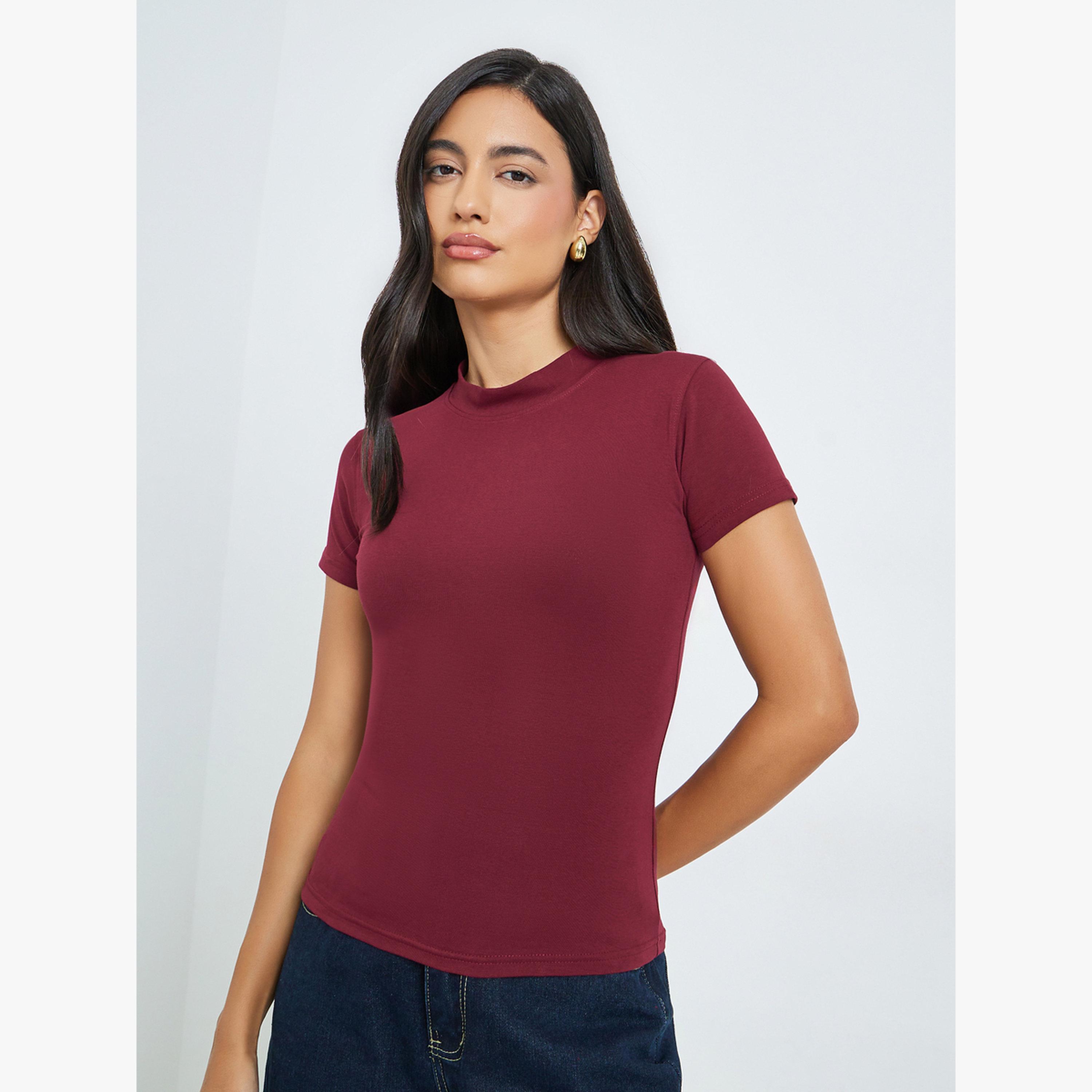 تيشيرت قطن ضيقة مرنة-women-clothing-tshirts-image-1