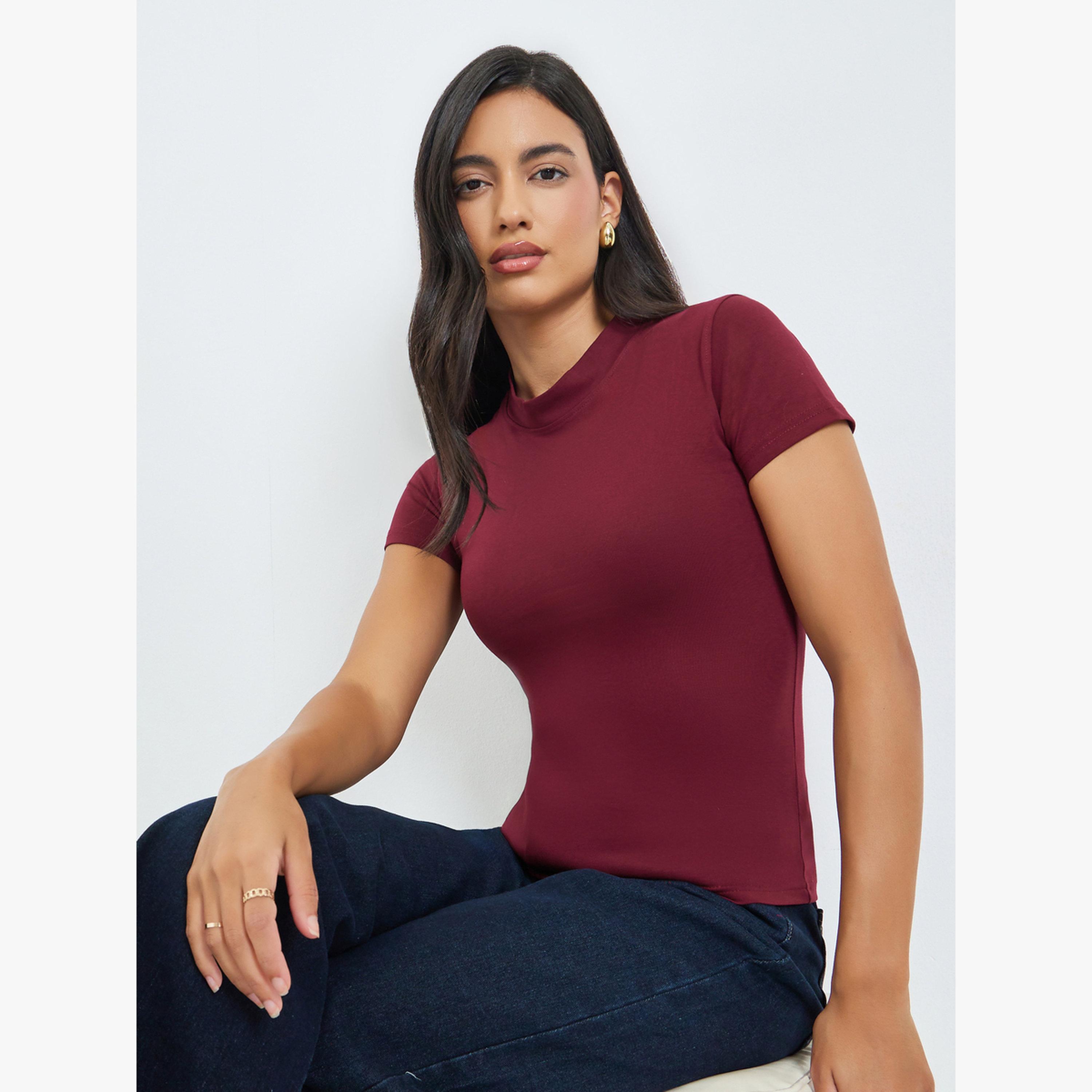 تيشيرت قطن ضيقة مرنة-women-clothing-tshirts-image-3