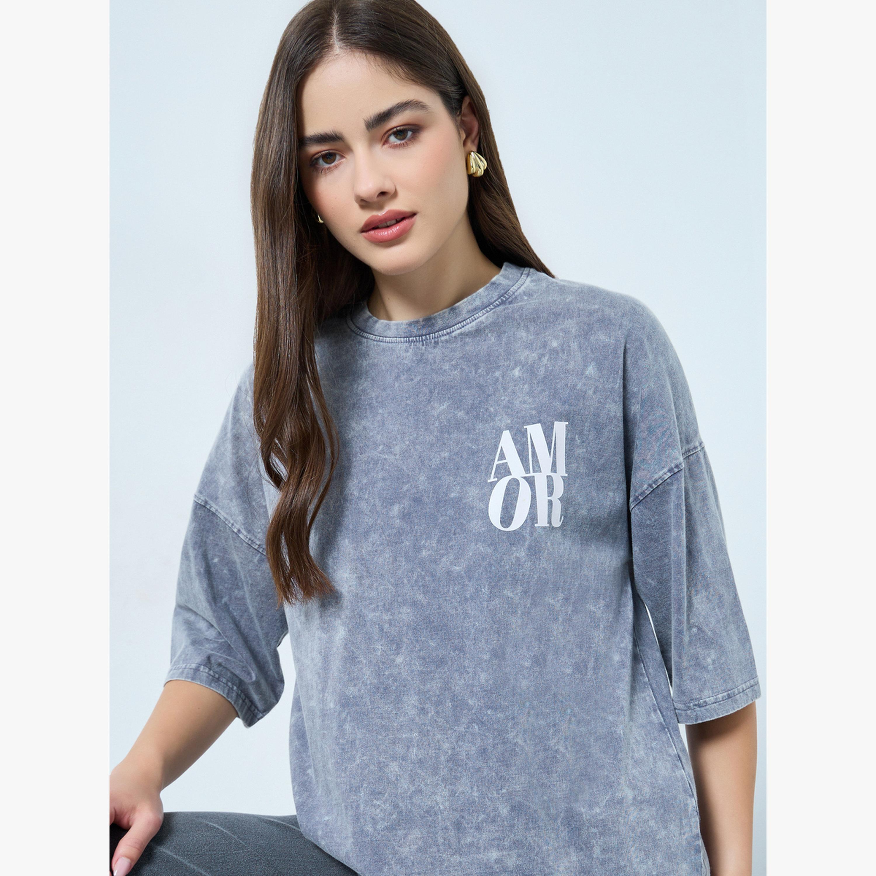 Styli Grey Oversized Acid Wash T-Shirt-women-clothing-tshirts-image-3