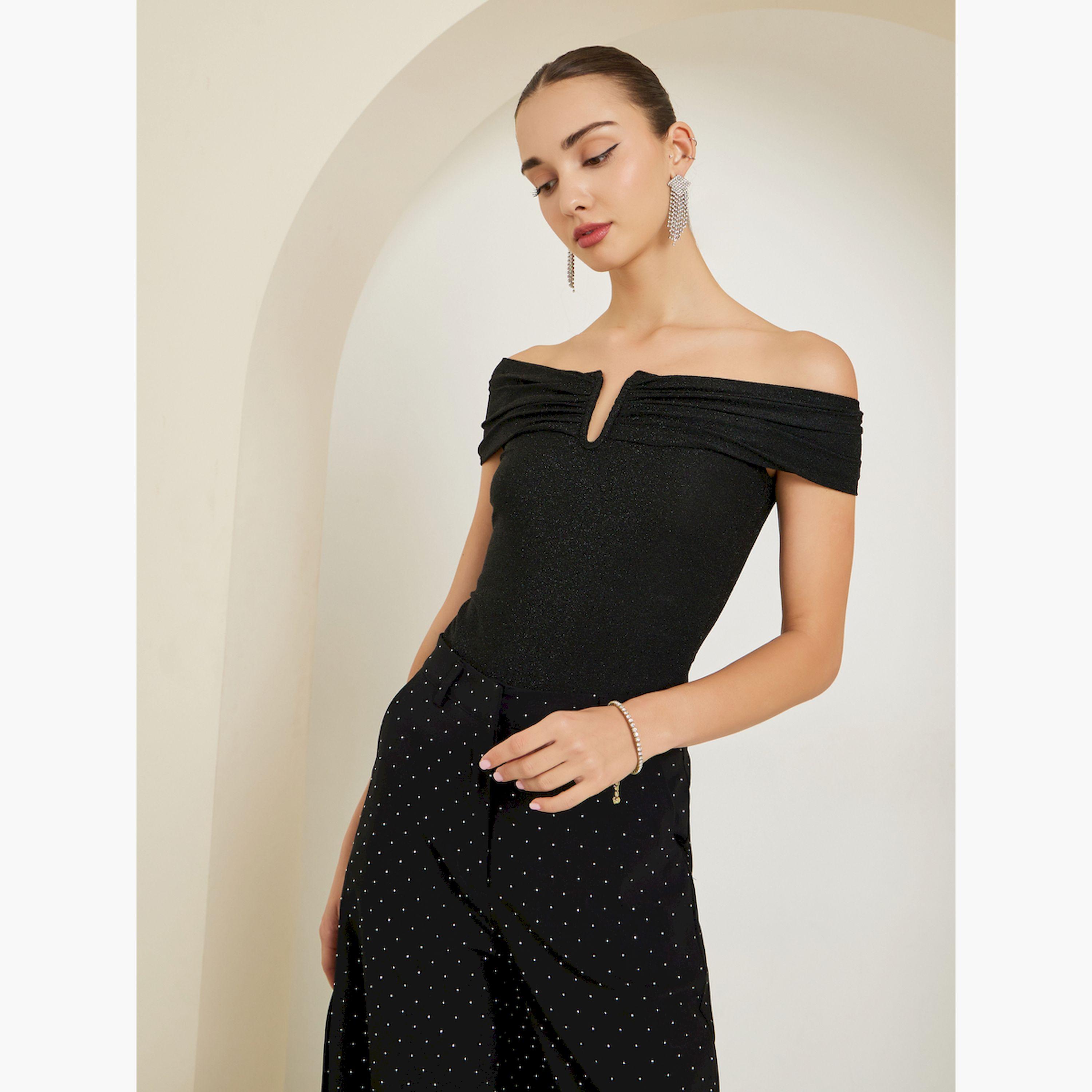 Styli Black Knit Off-Shoulder Top-women-clothing-shirtsandblouses-blouses-image-3