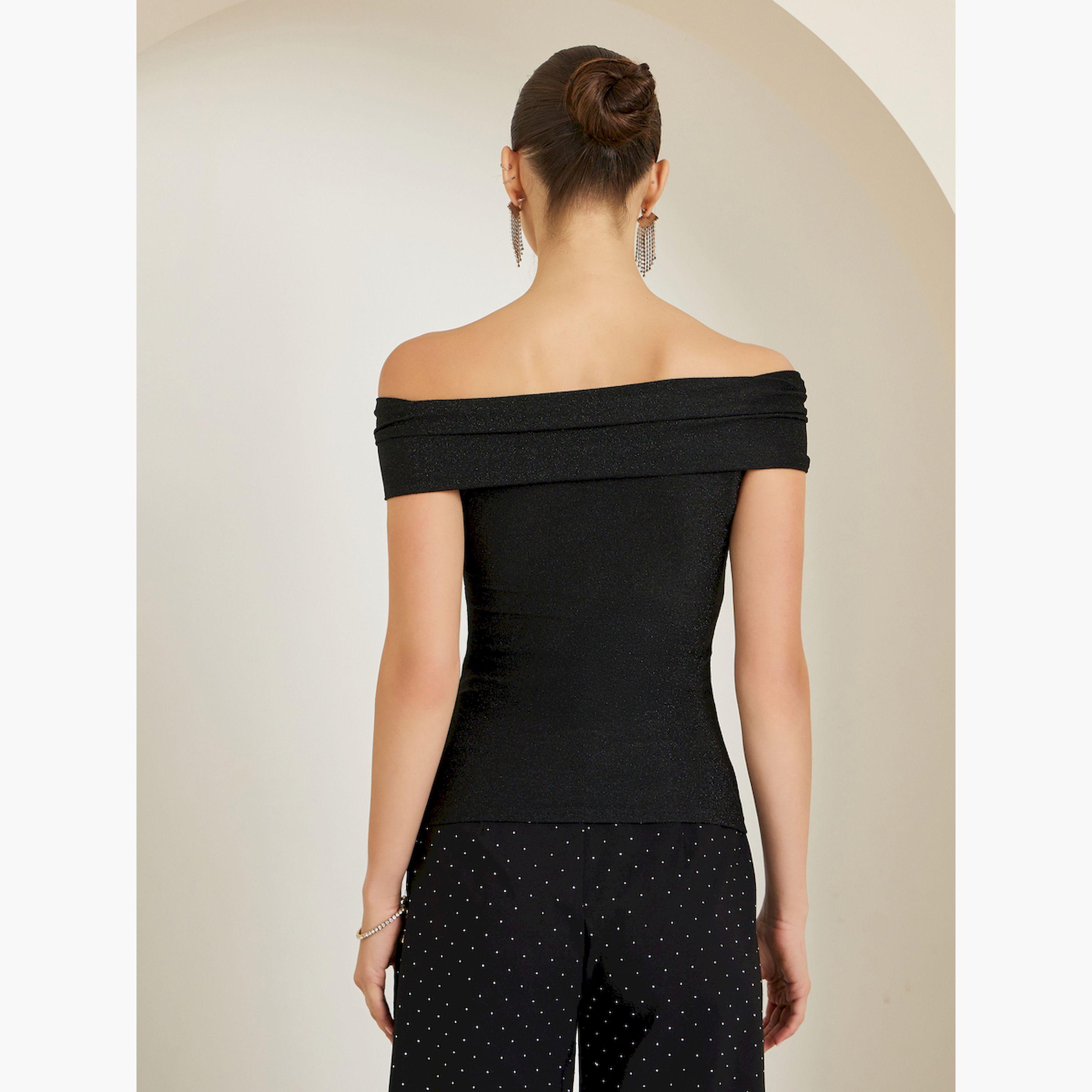 Styli Black Knit Off-Shoulder Top-women-clothing-shirtsandblouses-blouses-image-4