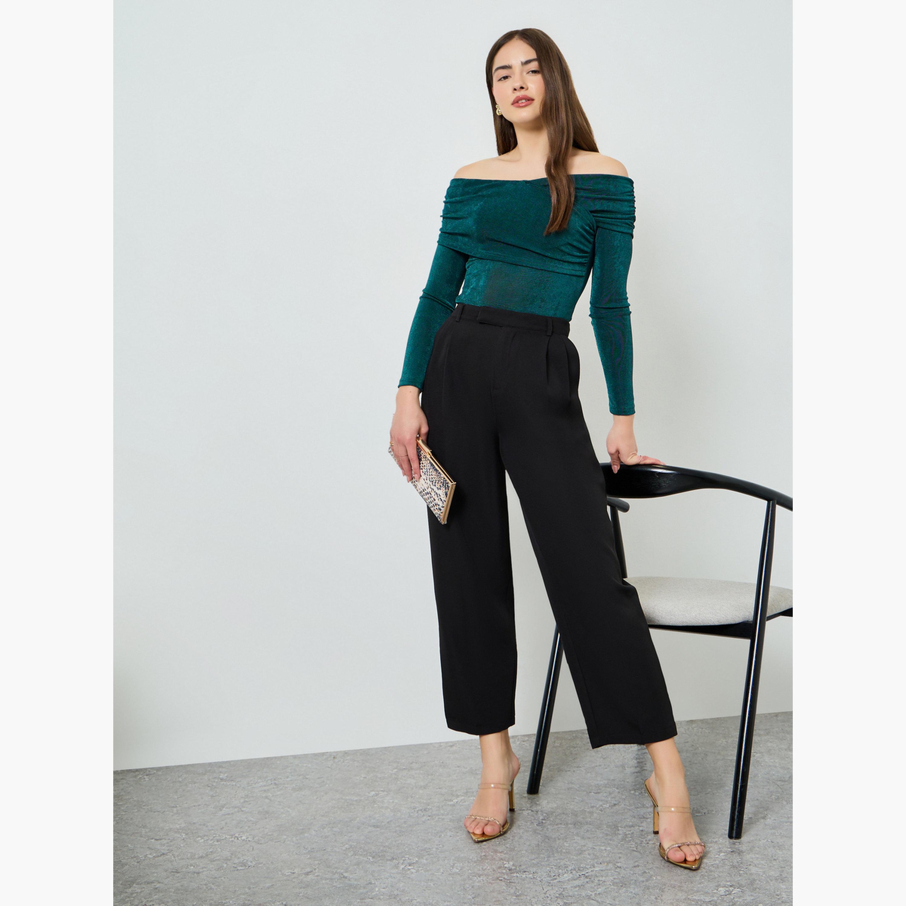Styli Women Green Off-Shoulder Knit Top-women-clothing-shirtsandblouses-blouses-image-2