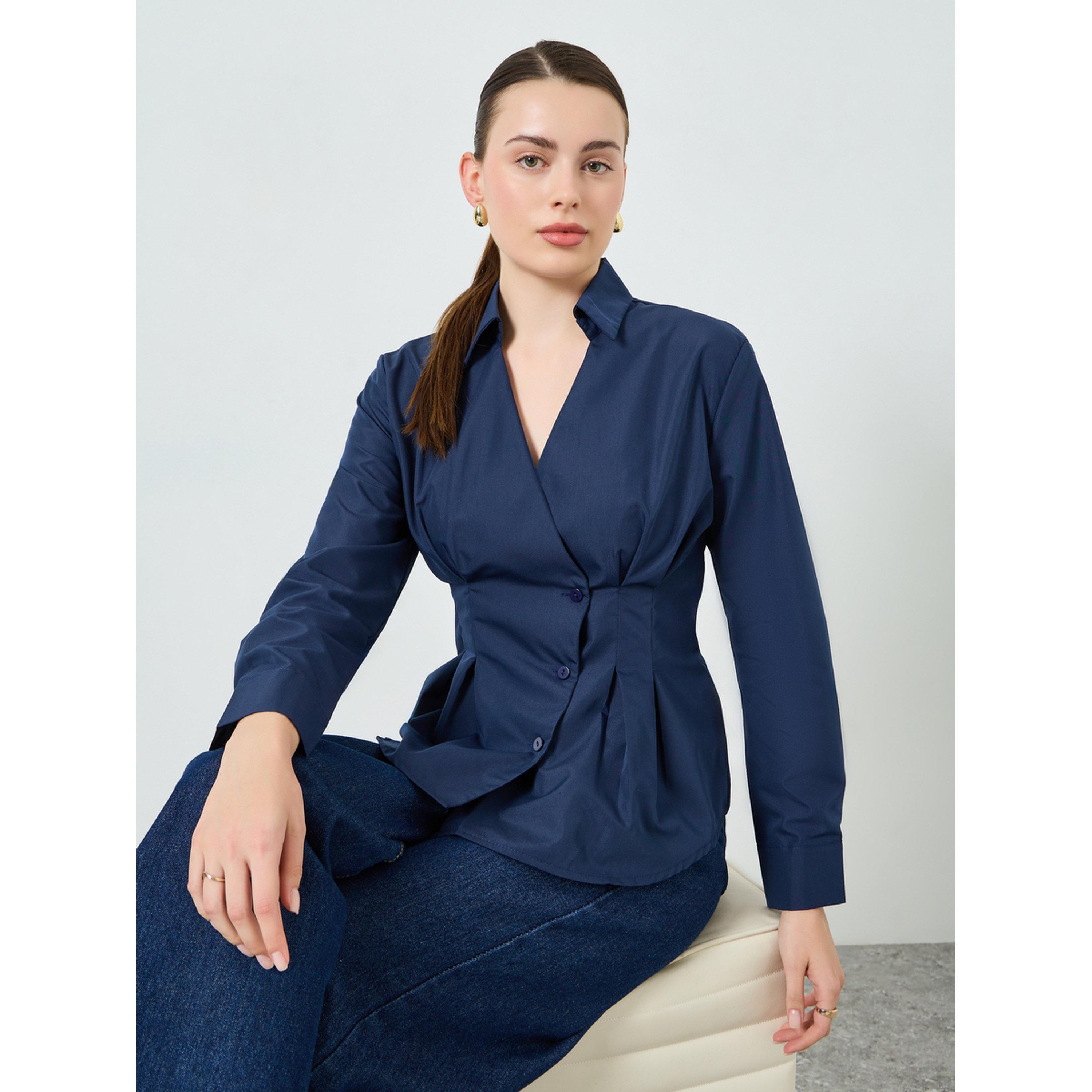 بلوزة بنمط ملفوف وأكمام طويلة-women-clothing-shirtsandblouses-blouses-image-3