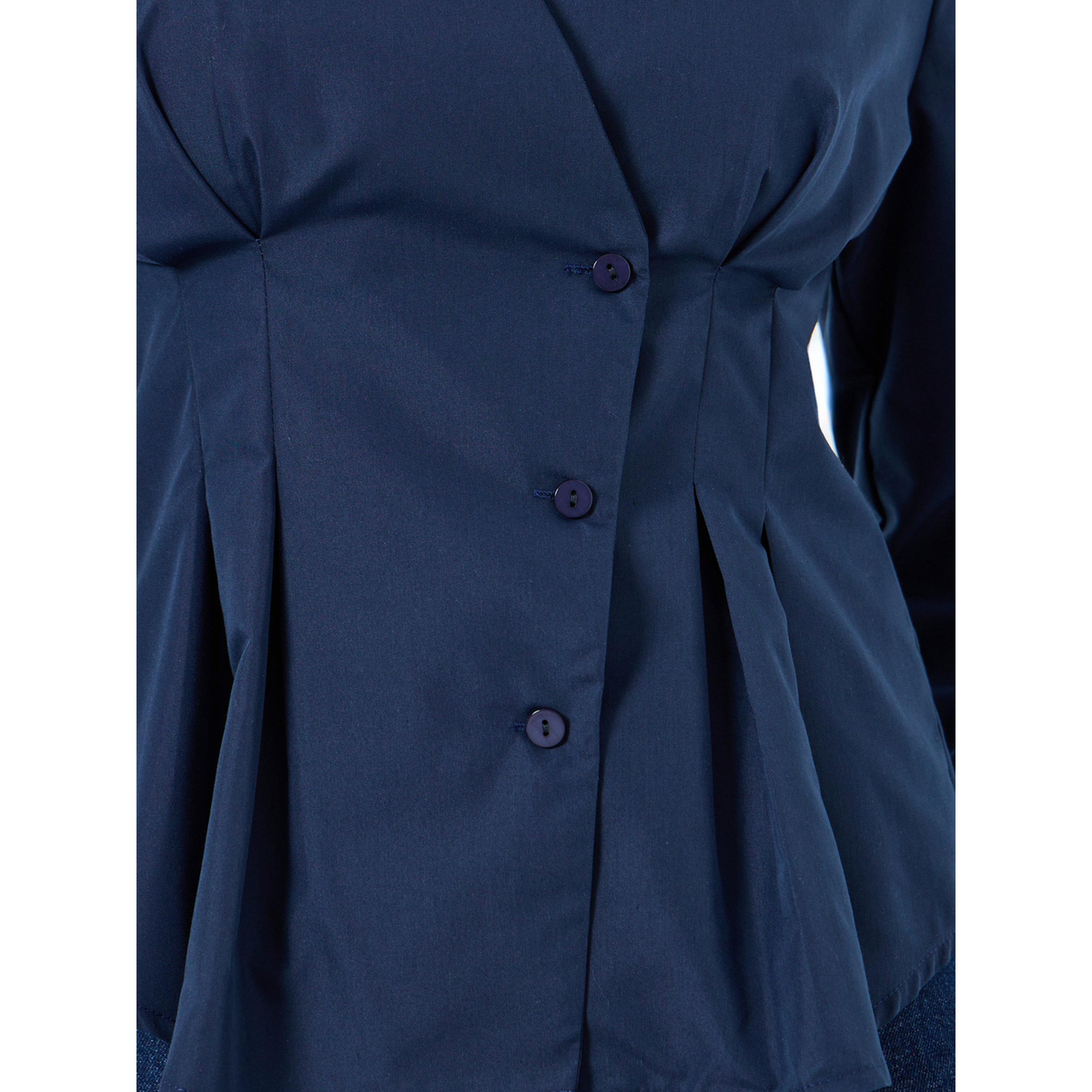 Styli Women Navy Blue Long Sleeve Wrap Top-women-clothing-shirtsandblouses-blouses-image-4