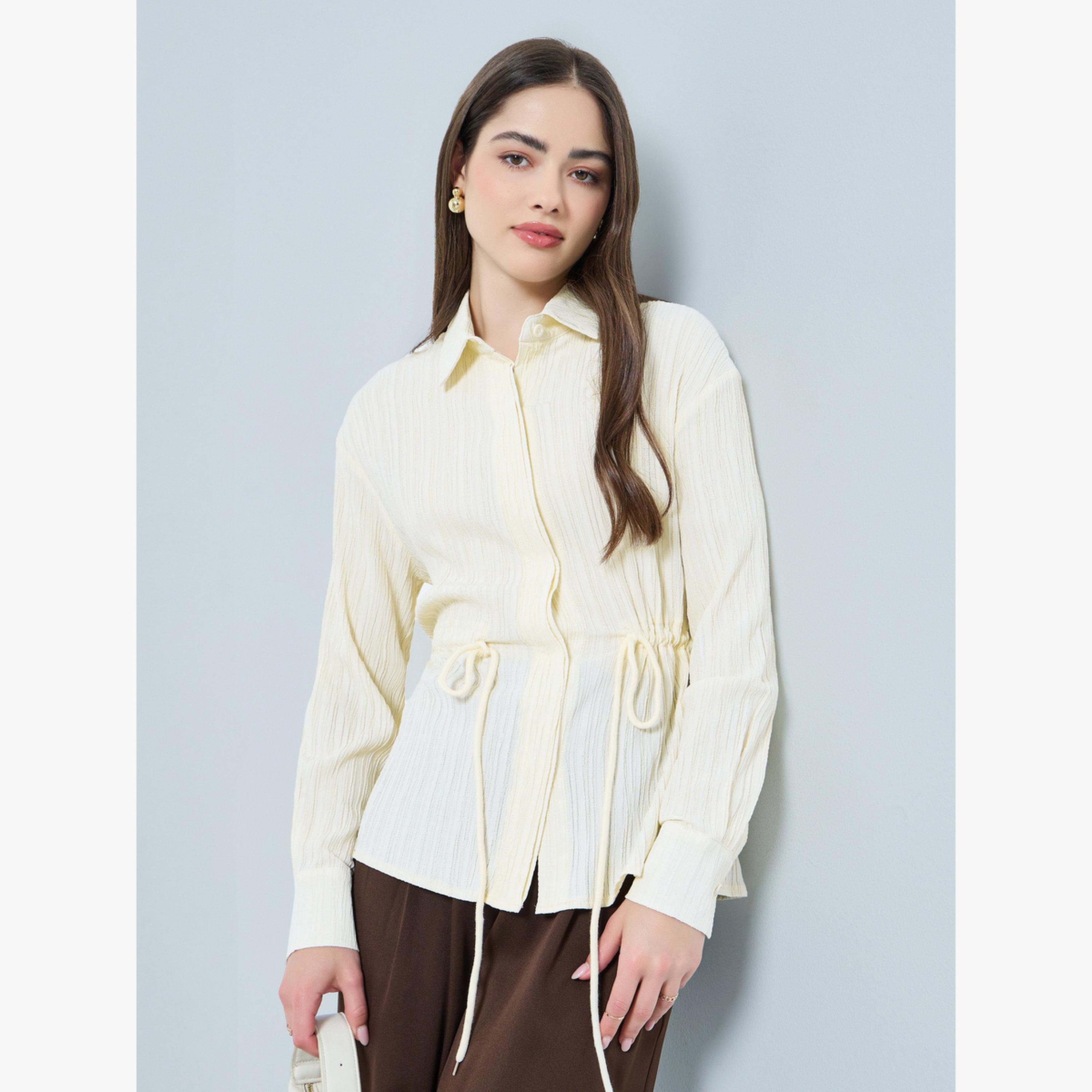 بلوزة بأكمام طويلة مع رباط سحب عند الخصر-women-clothing-shirtsandblouses-blouses-image-1