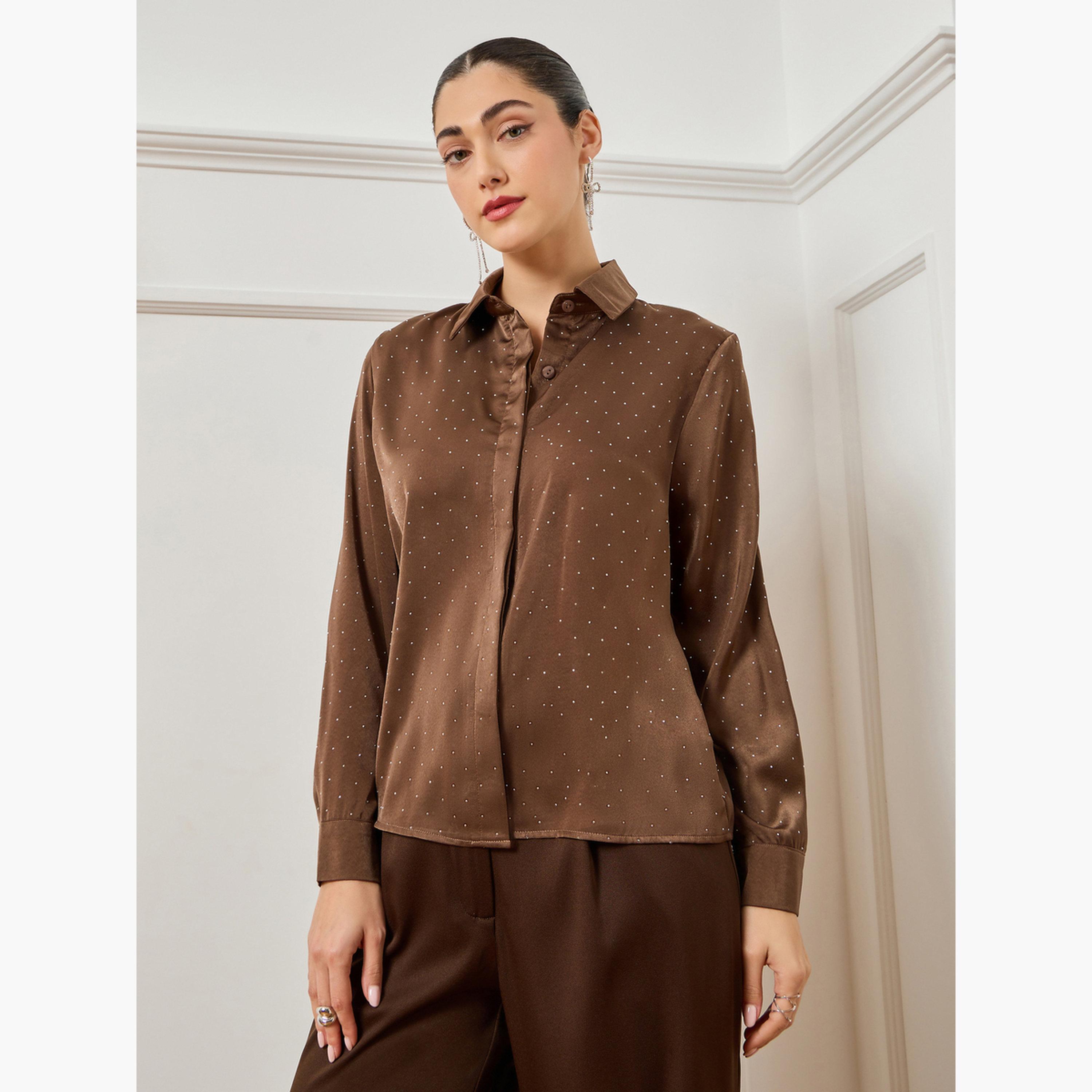 بلوزة ساتان منمقة-women-clothing-shirtsandblouses-shirts-image-1