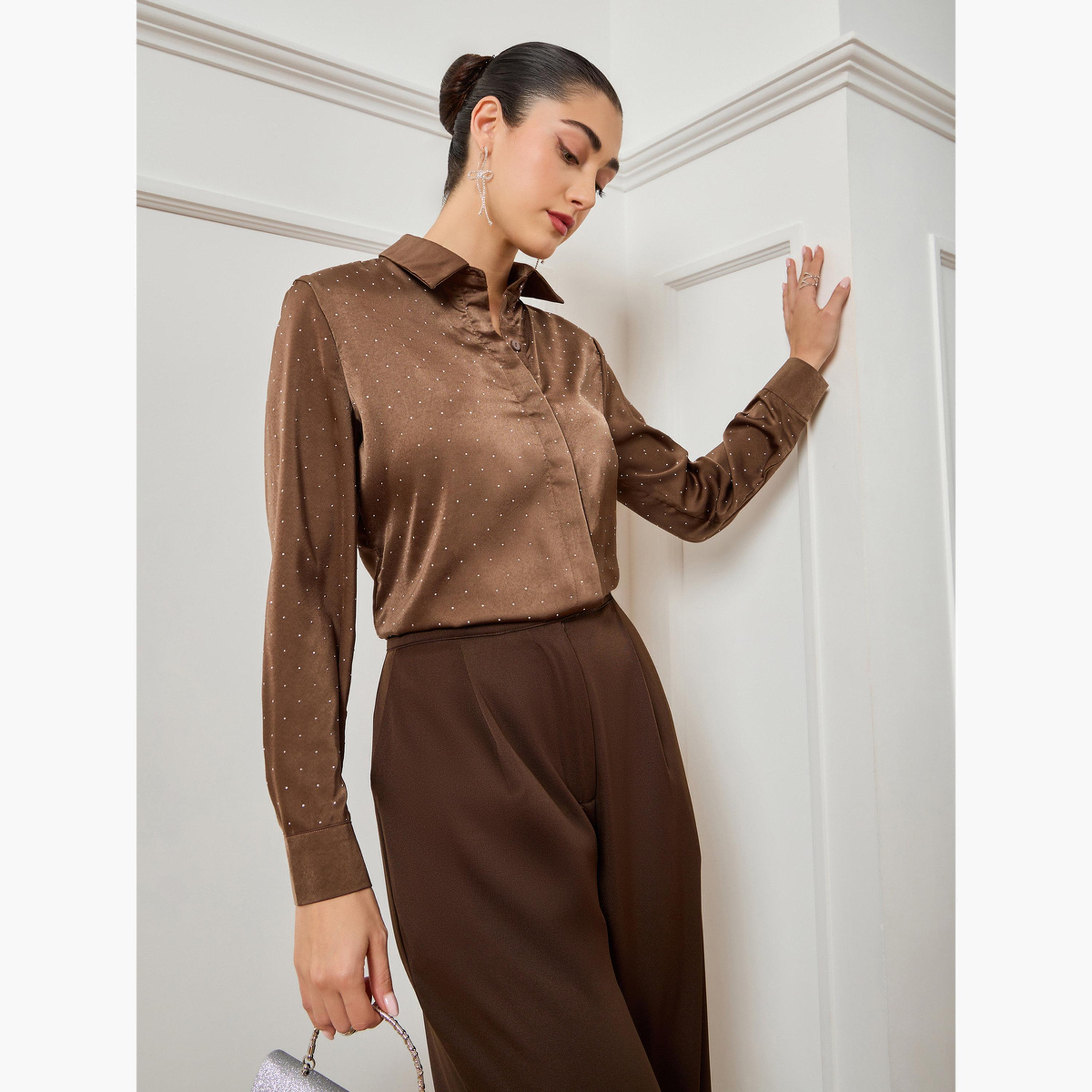 بلوزة ساتان منمقة-women-clothing-shirtsandblouses-shirts-image-3