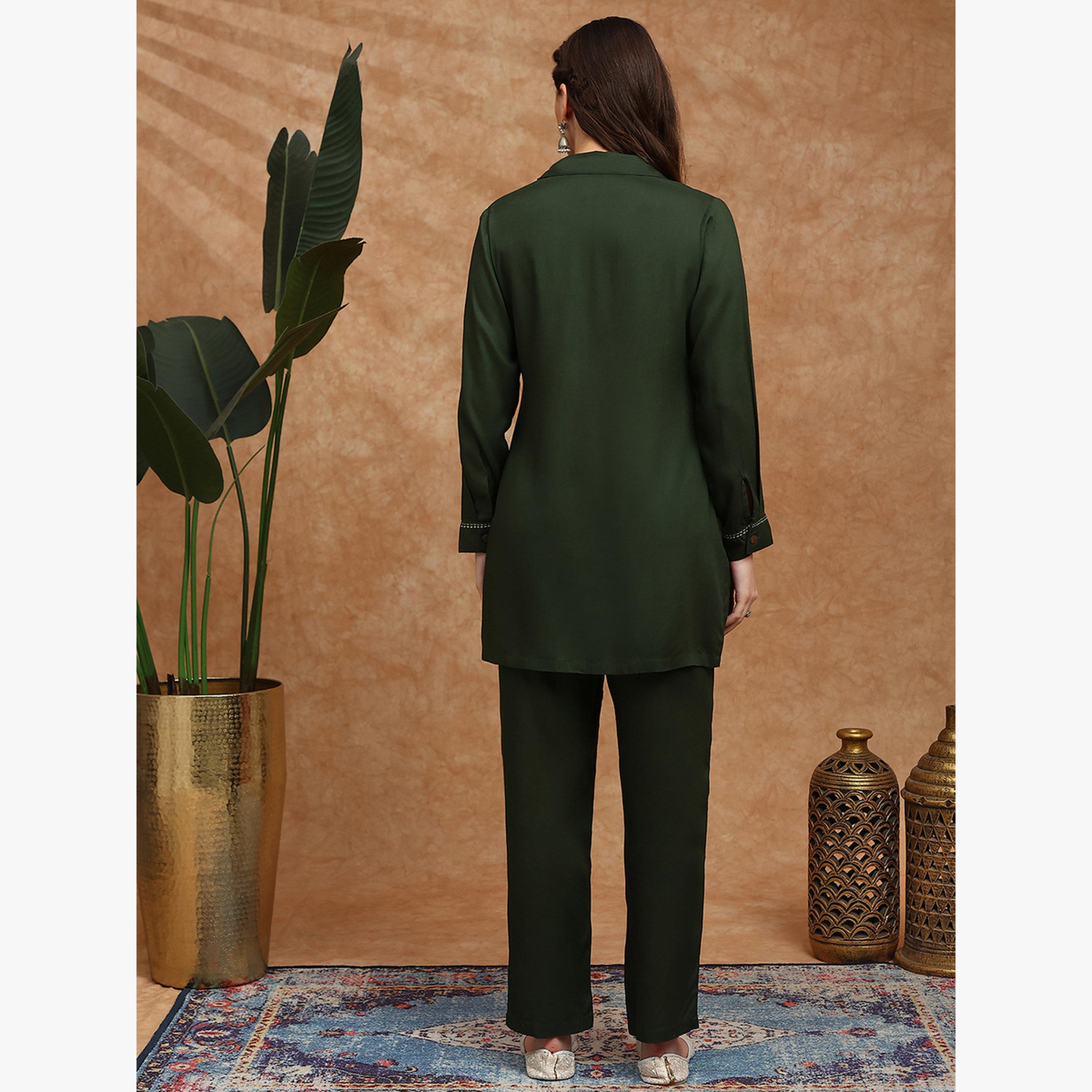 Globus X Styli Embroidered Detail Pocket Shirt Style Tunic and Trousers Co-Ords-women-clothing-coordsets-image-3