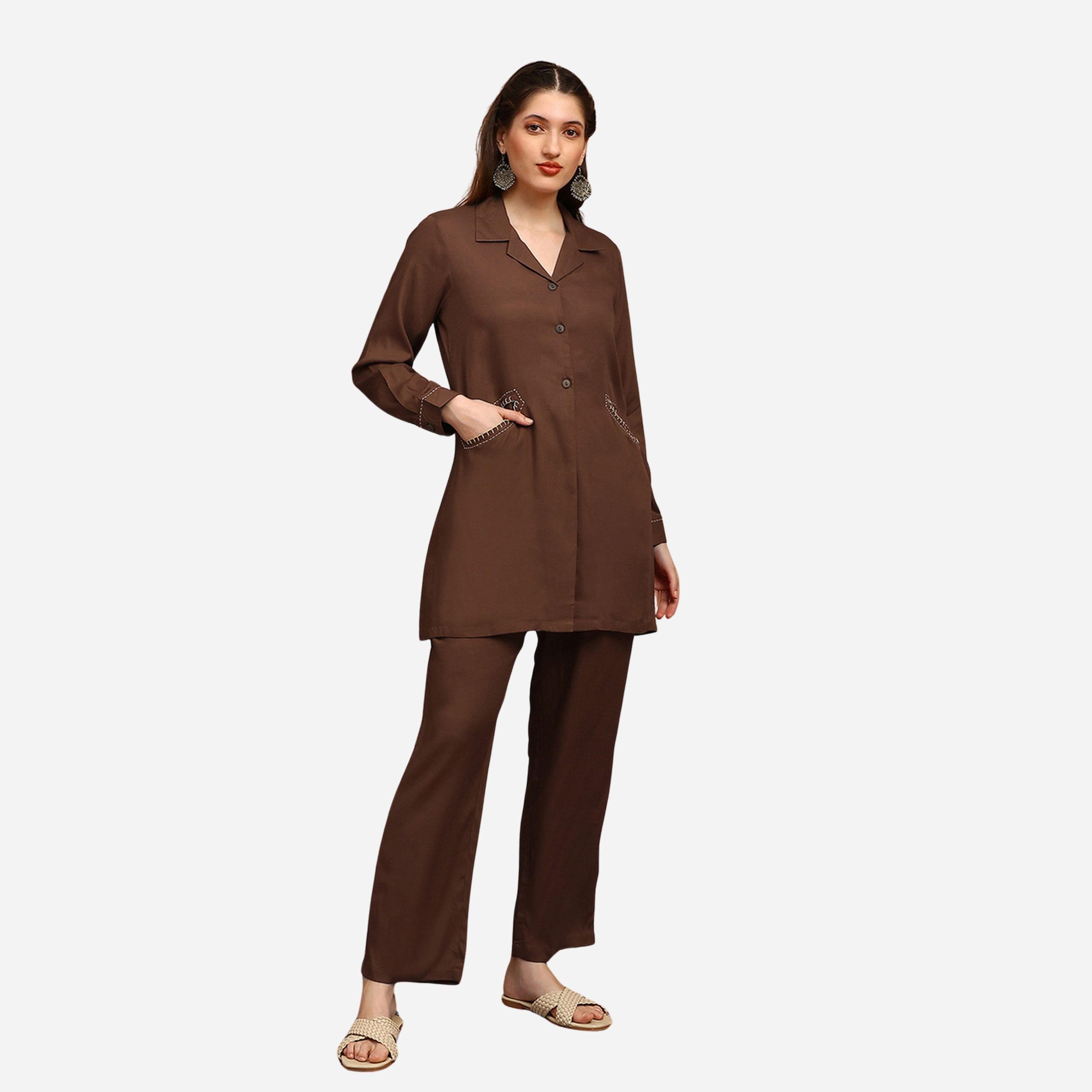 Globus X Styli Women Longline Shirt Style Tunic and Trousers Co-Ords-women-clothing-coordsets-image-1