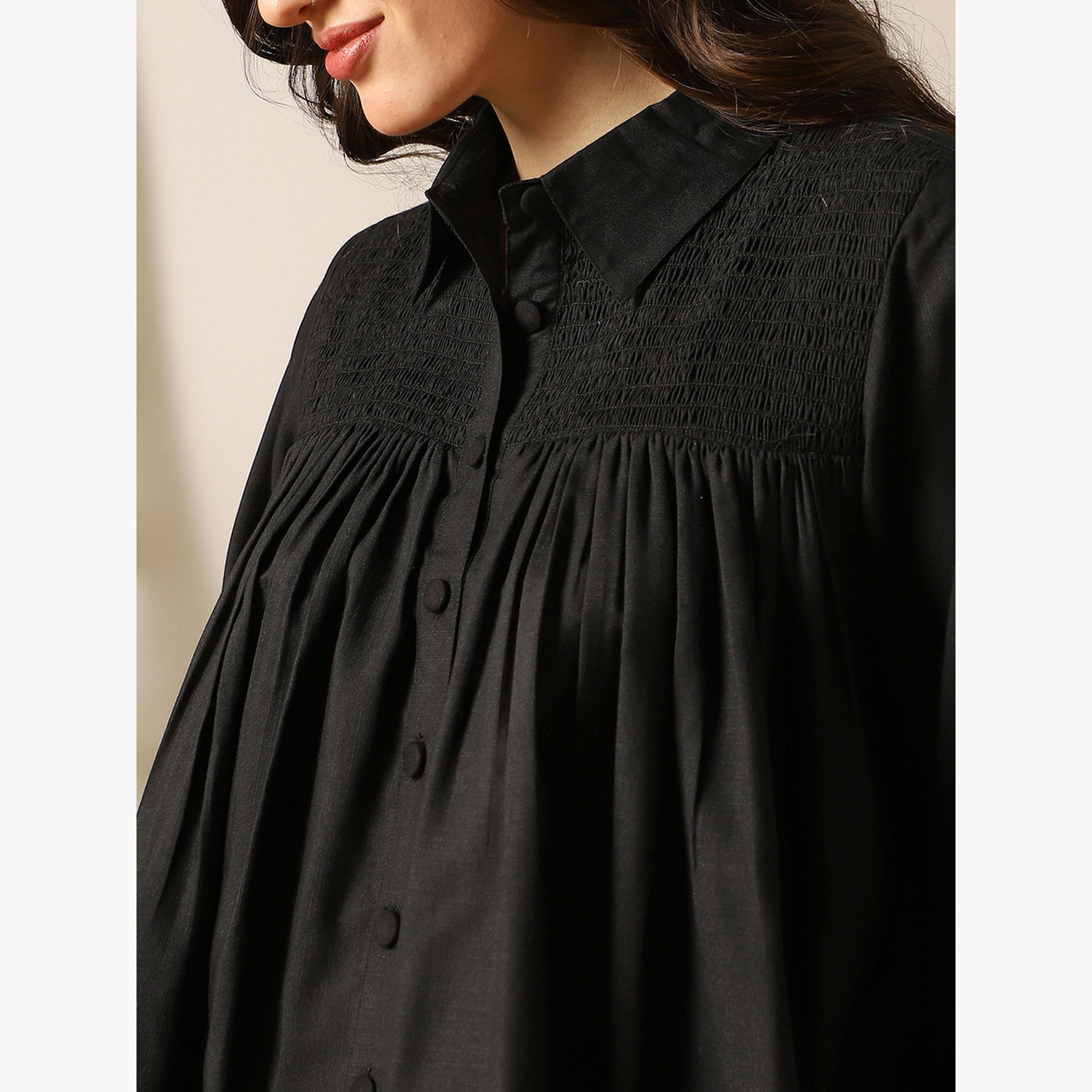 Globus X Styli Black Solid Shirt and Trousers Co-Ords-women-clothing-coordsets-image-4