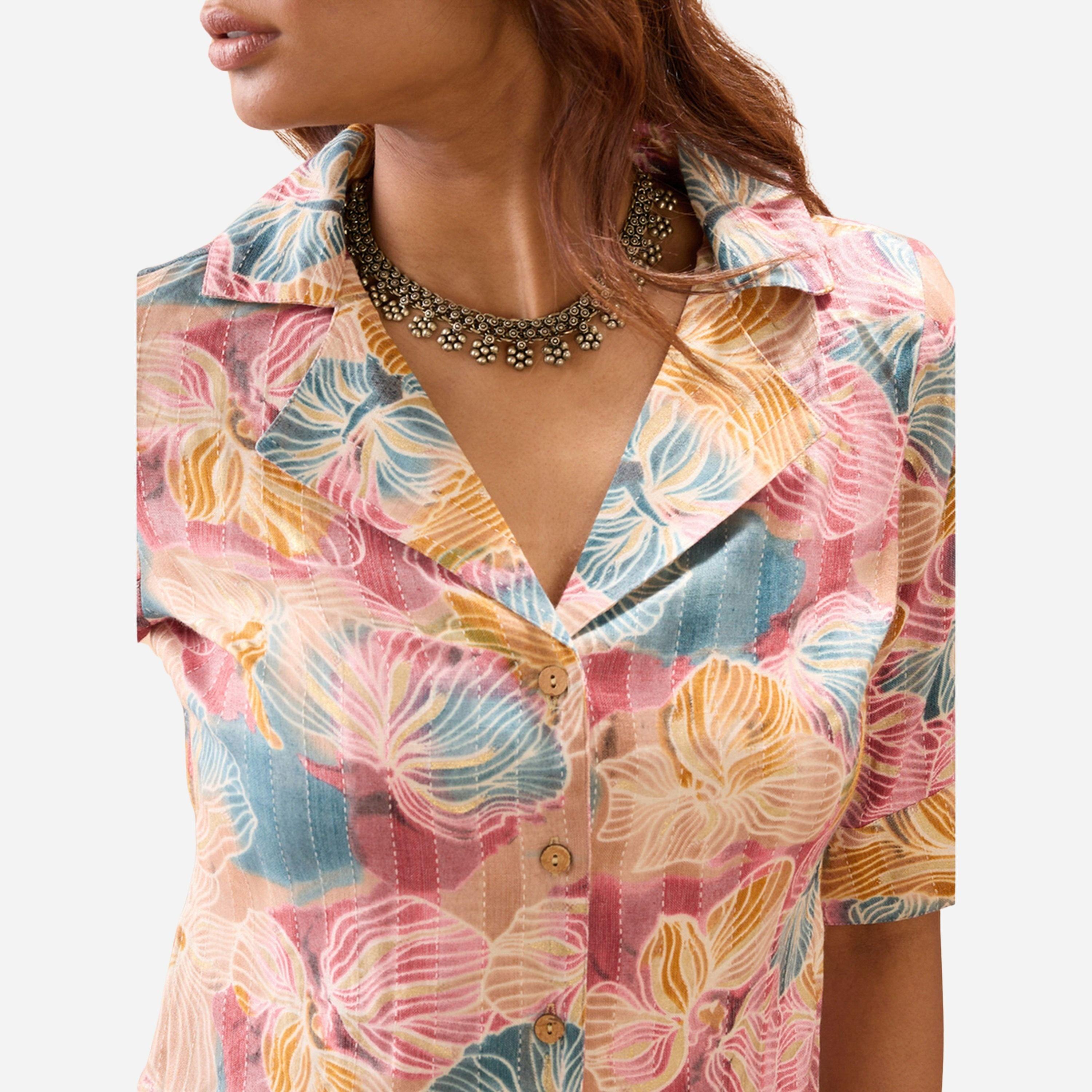 غلوبوص × ستايلي - طقم قميص وبنطال طبعة أزهار متعددة ياقة مدببة-women-clothing-coordsets-image-6