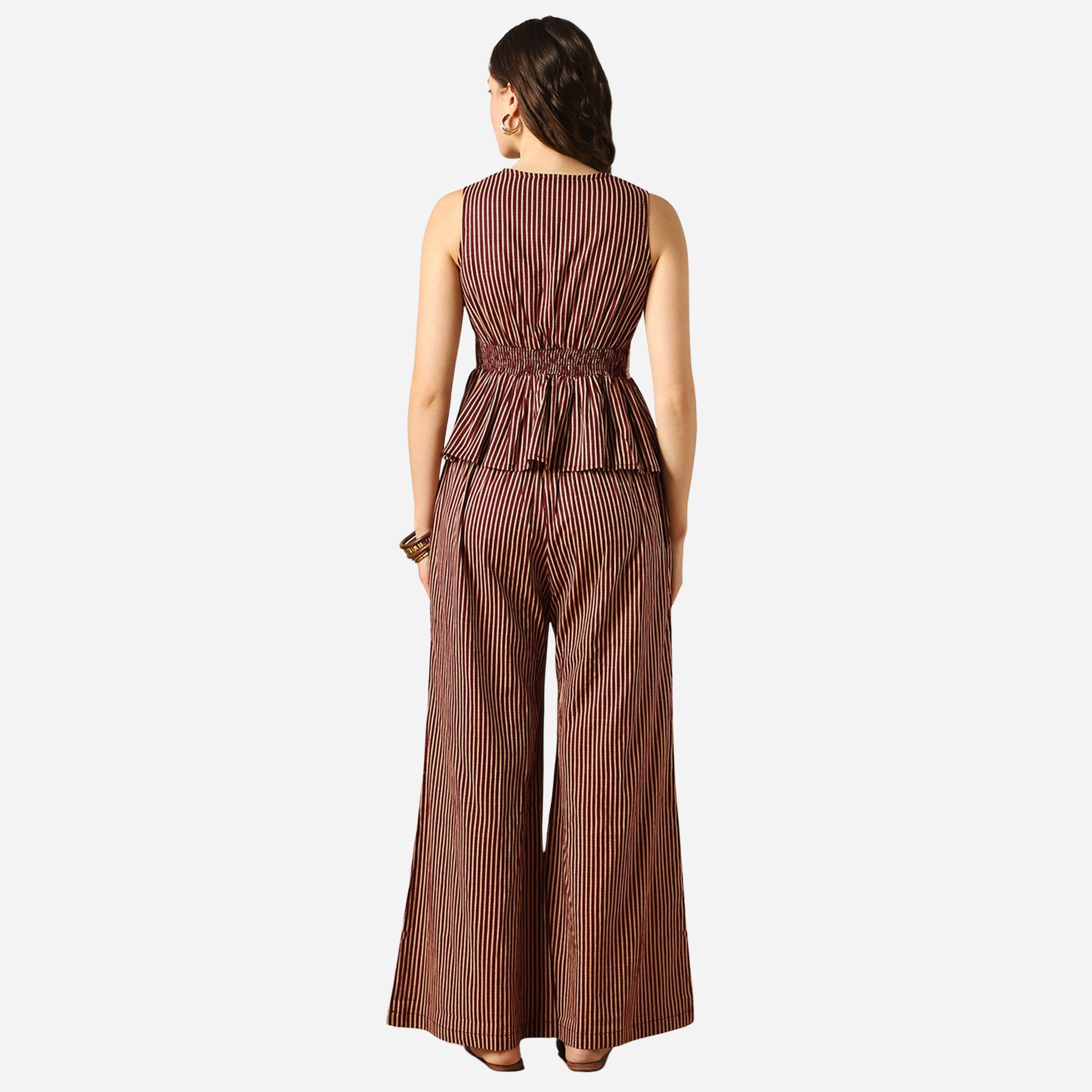 غلوبوص × ستايلي - طقم بلوزة مخططة مطرزة وبنطال واسع من الأسفل-women-clothing-coordsets-image-3