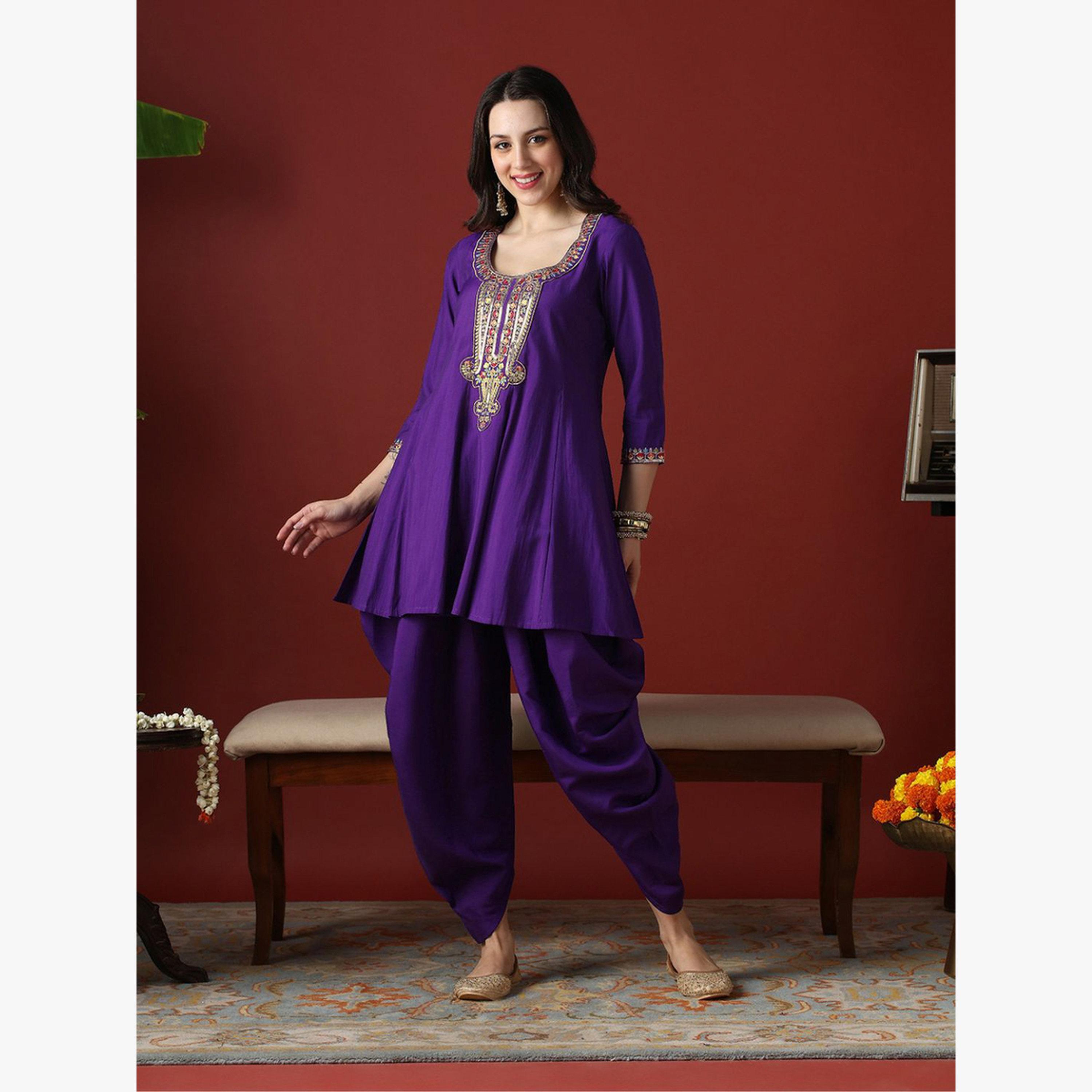 Globus X Styli Women Sequined Yoke Tunic and Dhoti Pants Festive Co-Ords-women-clothing-coordsets-image-2