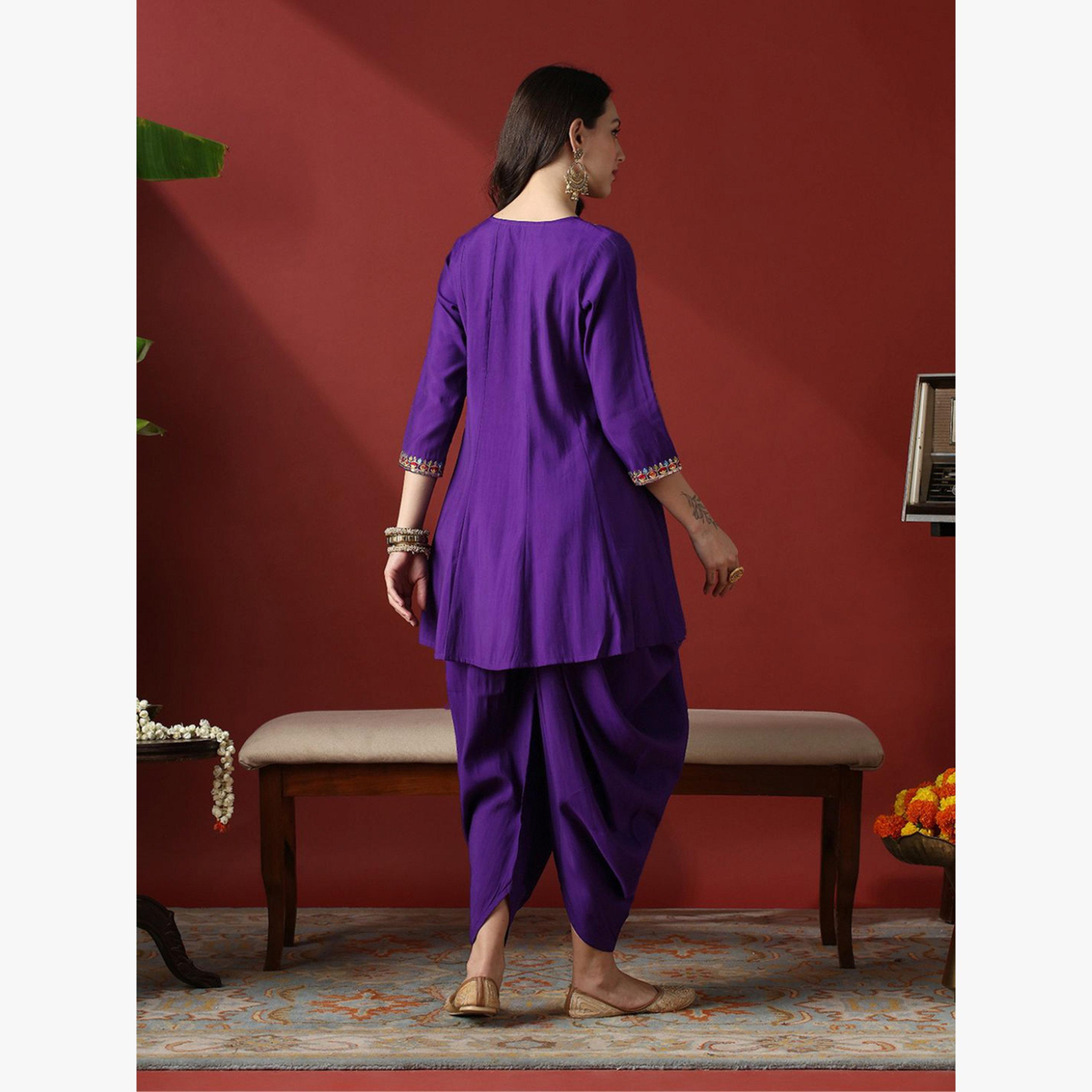 Globus X Styli Women Sequined Yoke Tunic and Dhoti Pants Festive Co-Ords-women-clothing-coordsets-image-3