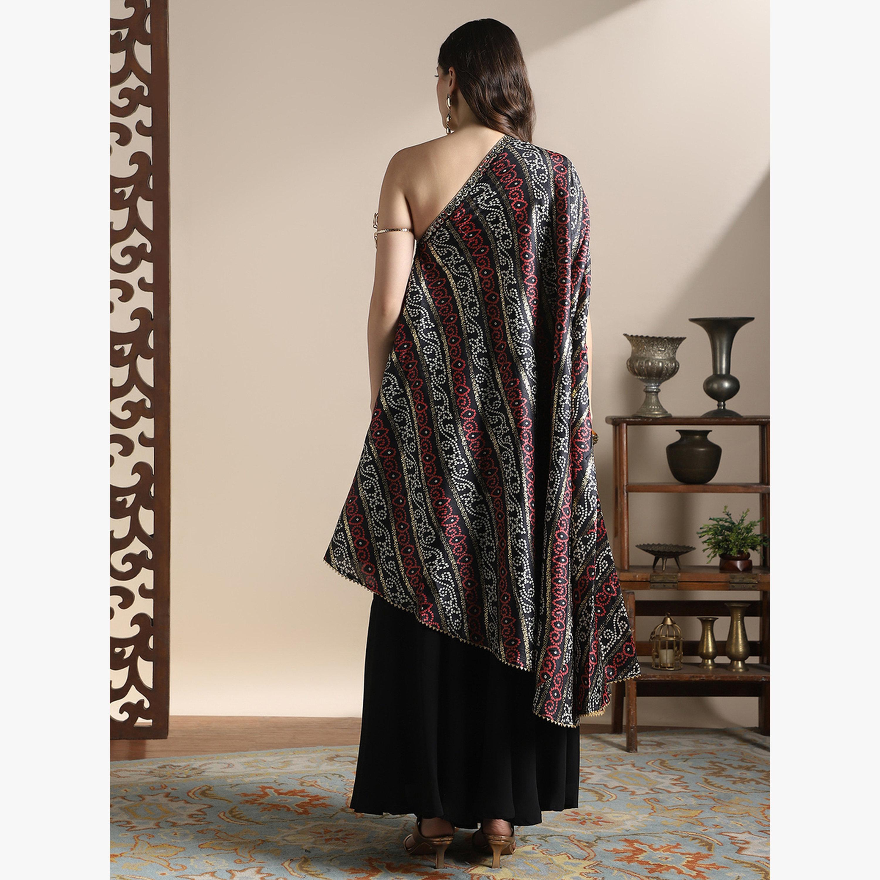 Globus X Styli Women Bandhani Printed Kurta and Flared Palazzos Fusion Co-ords-women-clothing-coordsets-image-3